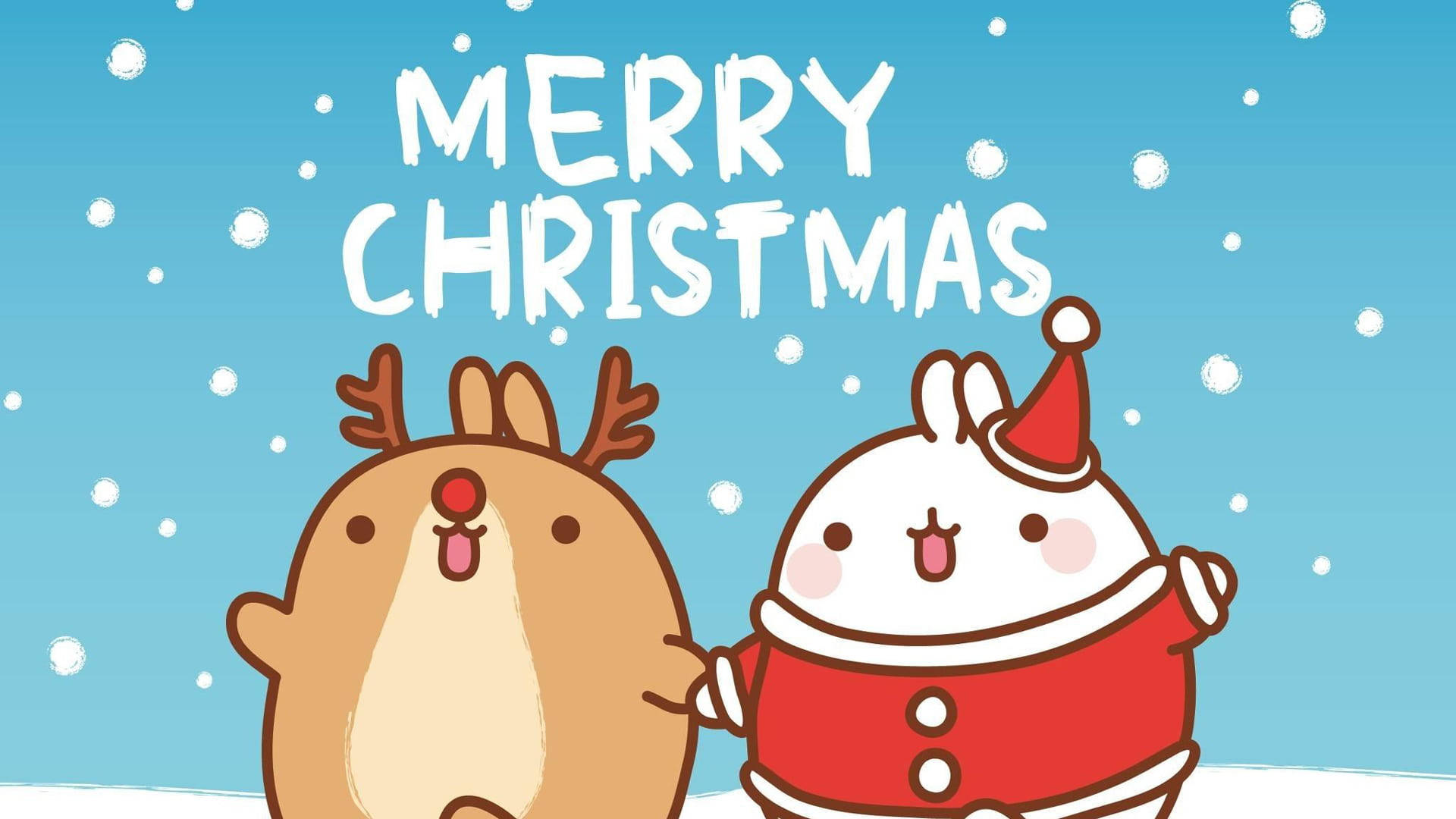 Cute Merry Christmas Molang Background