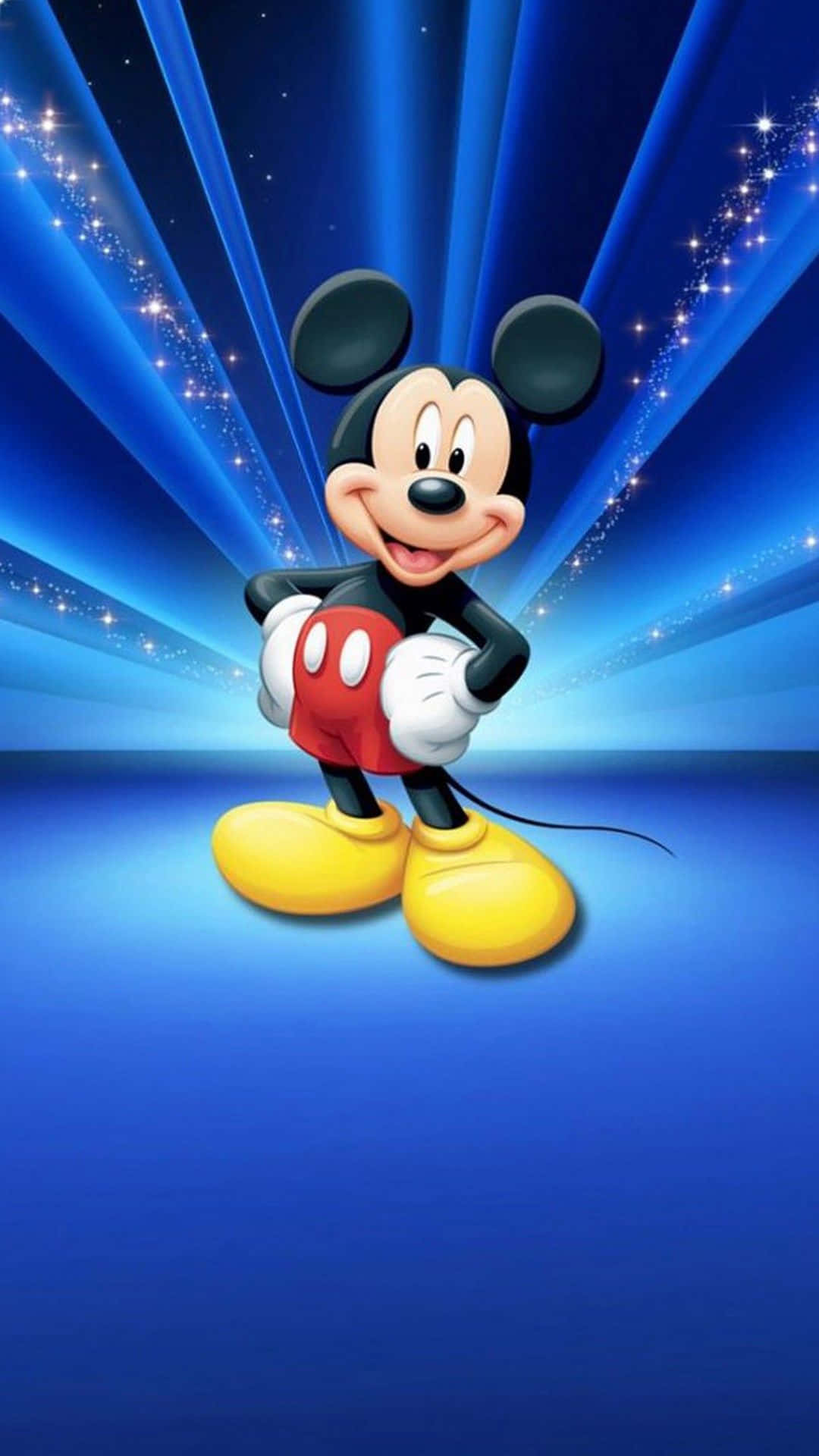 Cute Mickey Mouse Blue Background Background