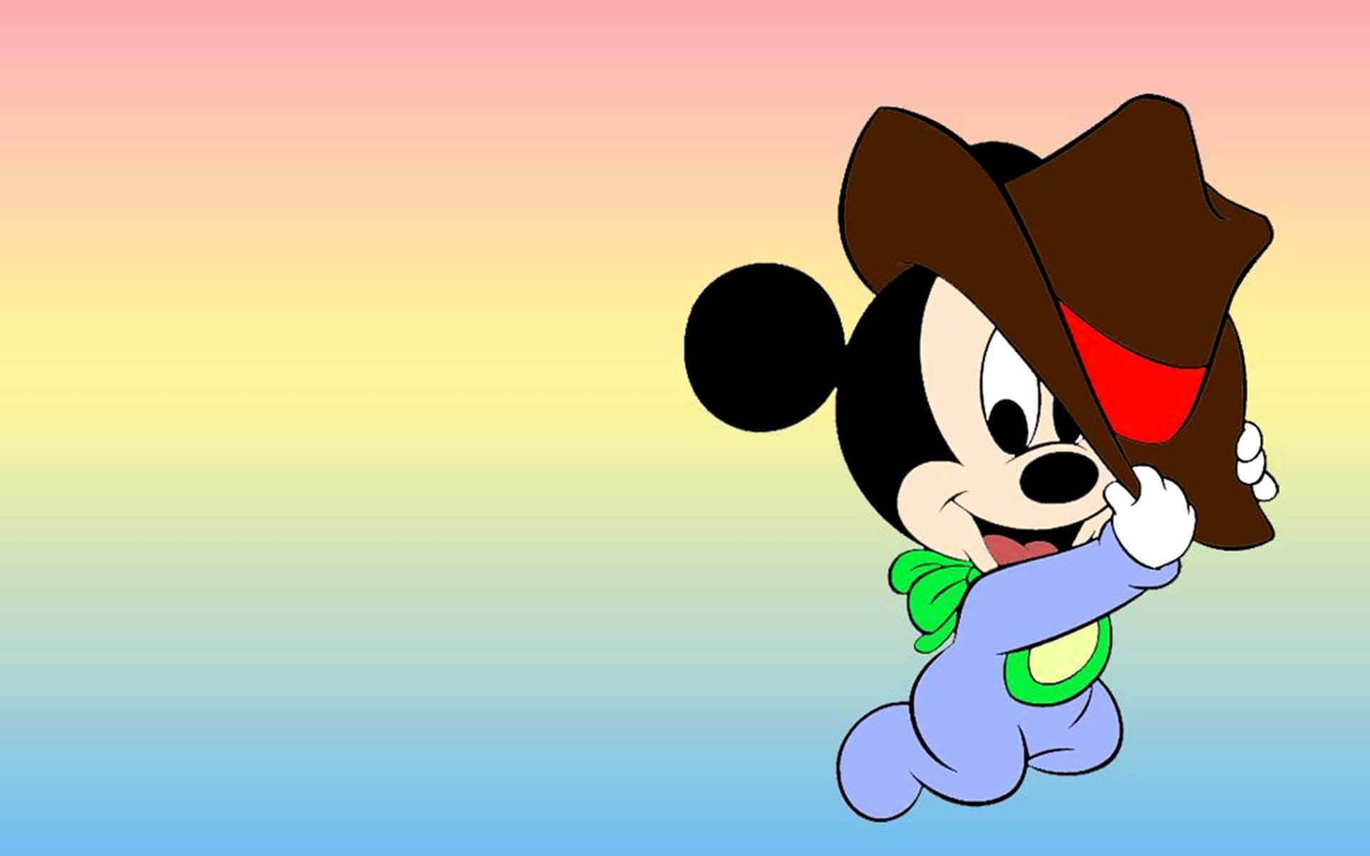 Cute Mickey Mouse Cowboy Hat Background