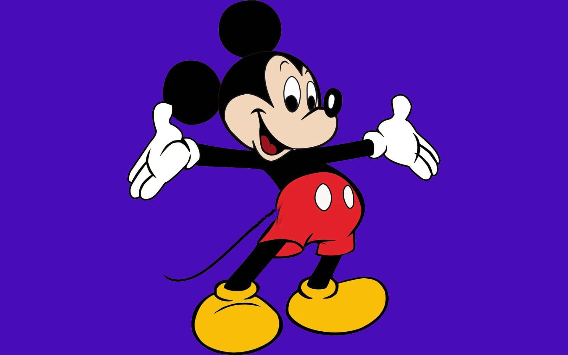Cute Mickey Mouse Neon Purple Background