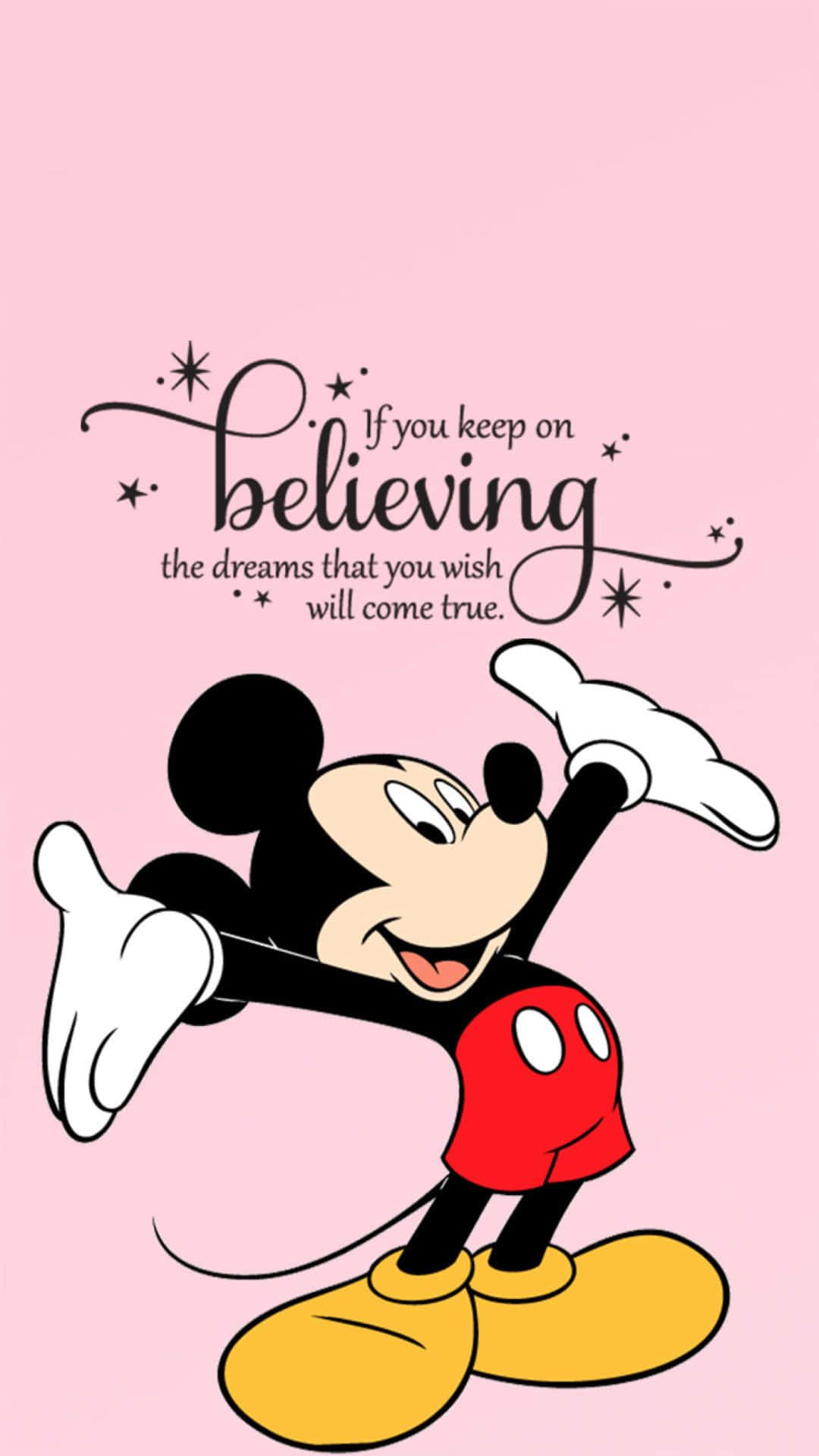 Cute Mickey Mouse Pink Quote Background