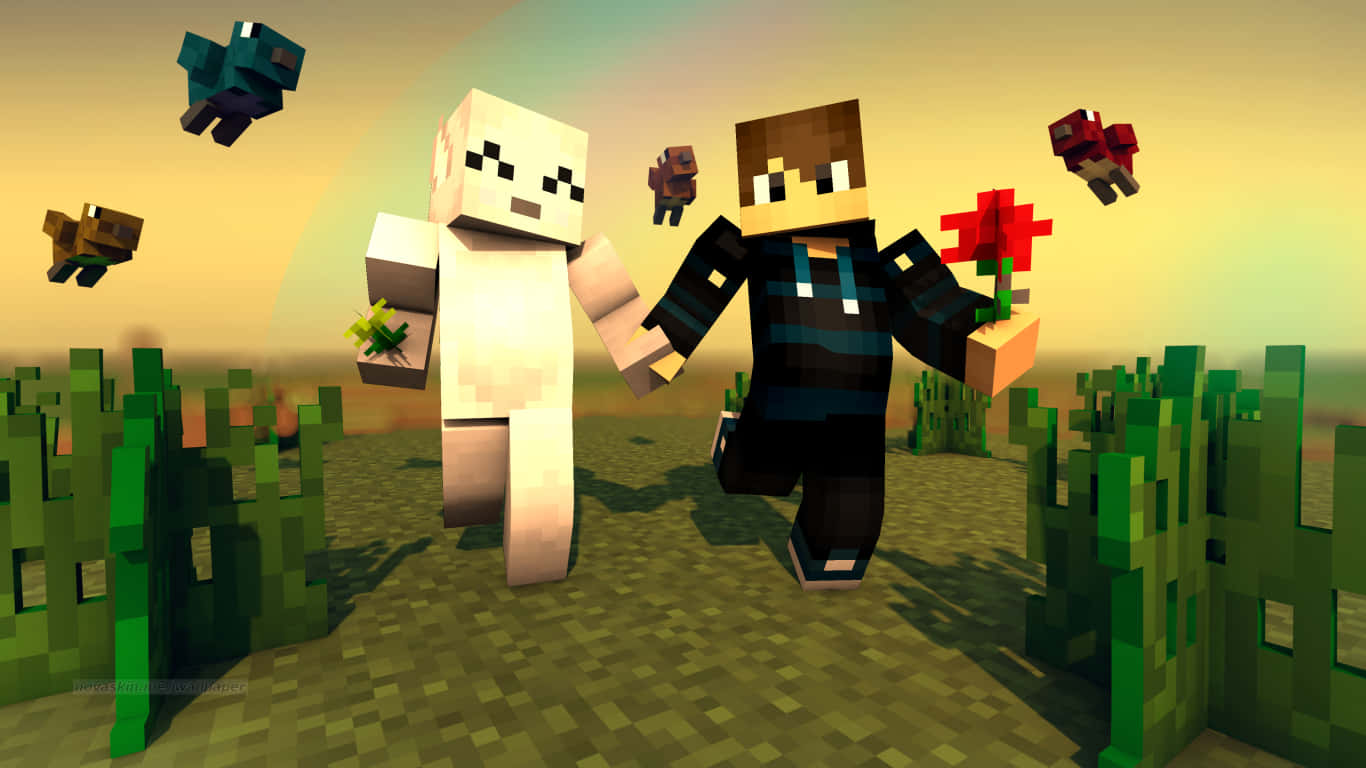 Cute Minecraft Human Mobs Background