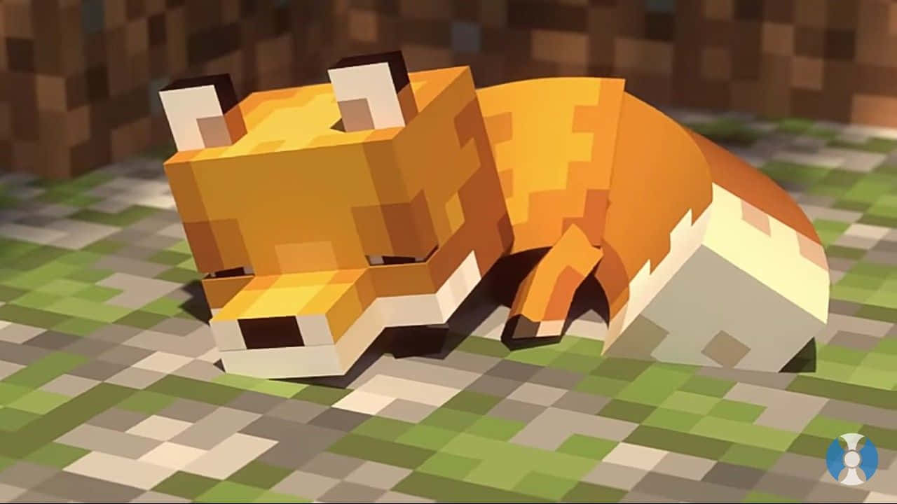 Cute Minecraft Sleeping Fox Background