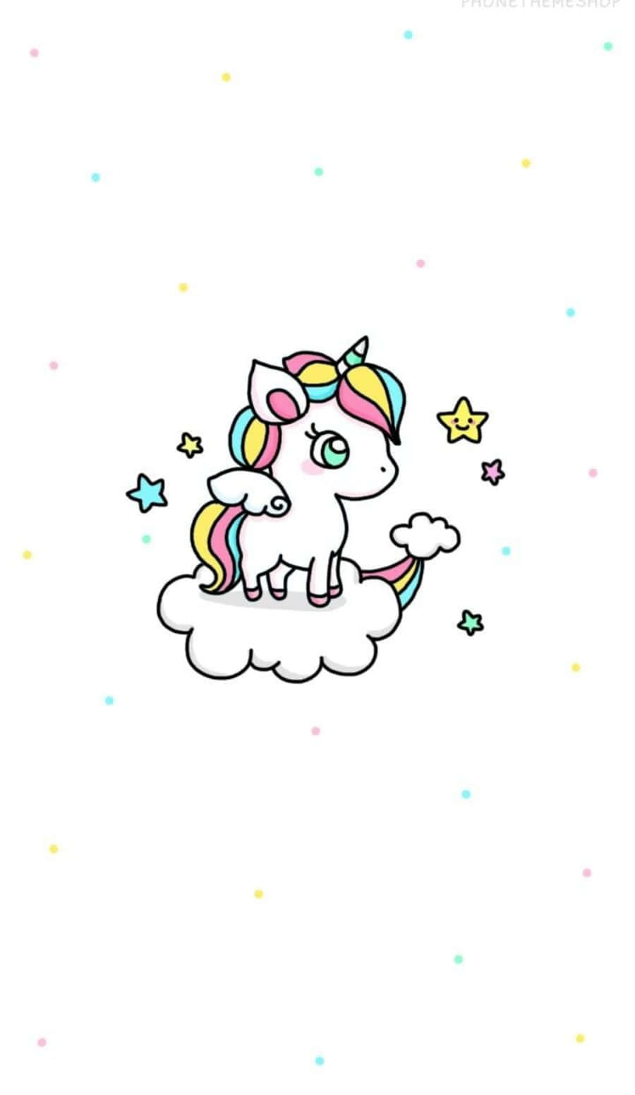 Cute Mini Iphone Unicorn In White Aesthetic Background