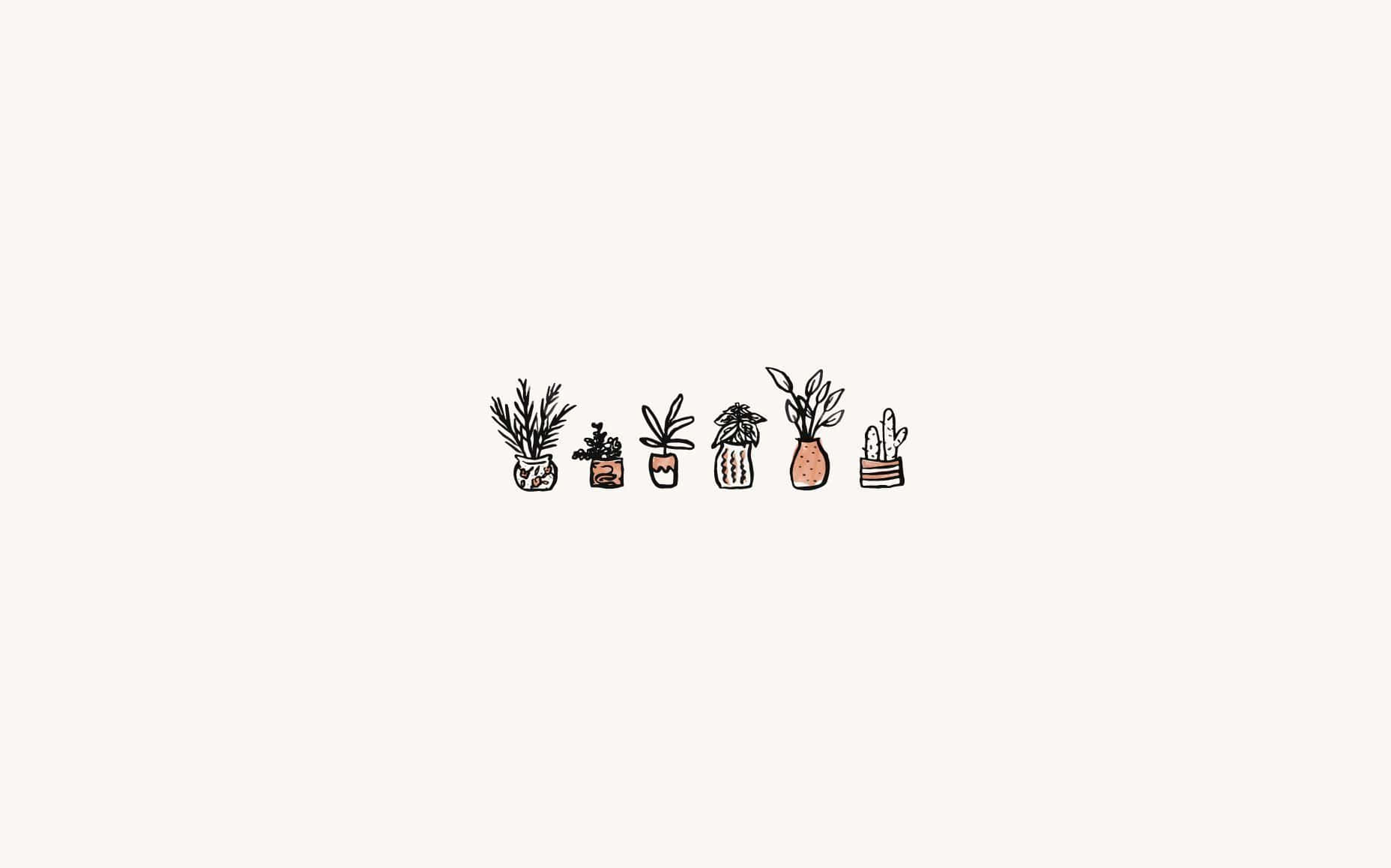 Cute Minimalist Plant Desktop Floral Background