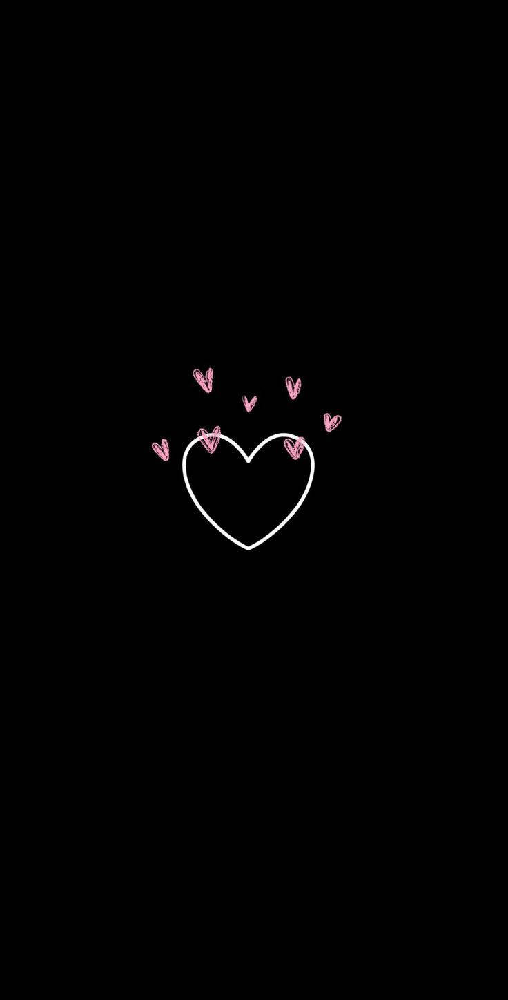 Cute Mobile Black Pink Heart Background