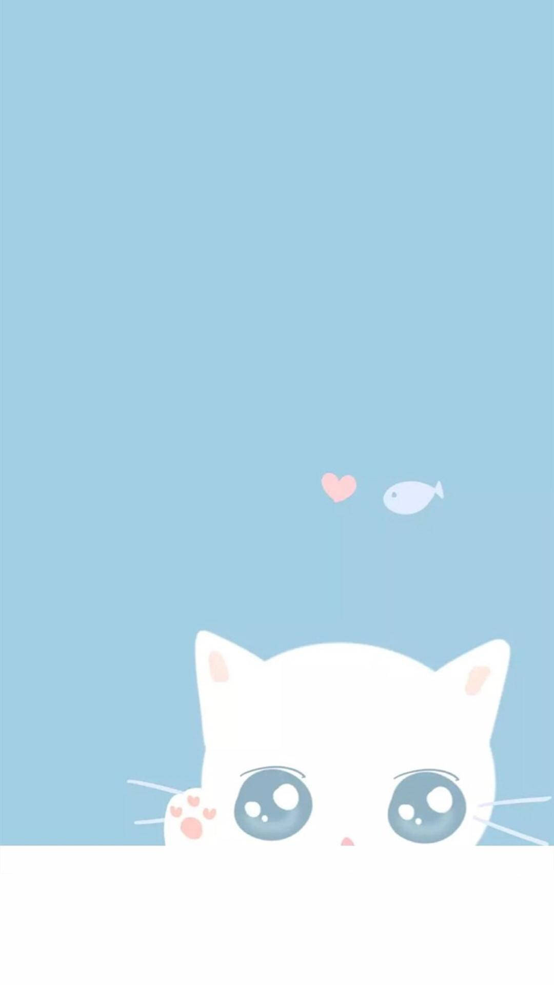 Cute Mobile Blue Cat Background