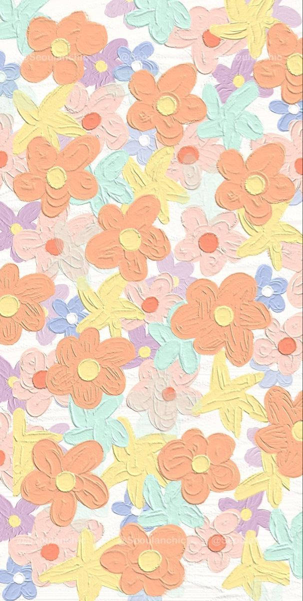 Cute Mobile Orange Floral Painting Background