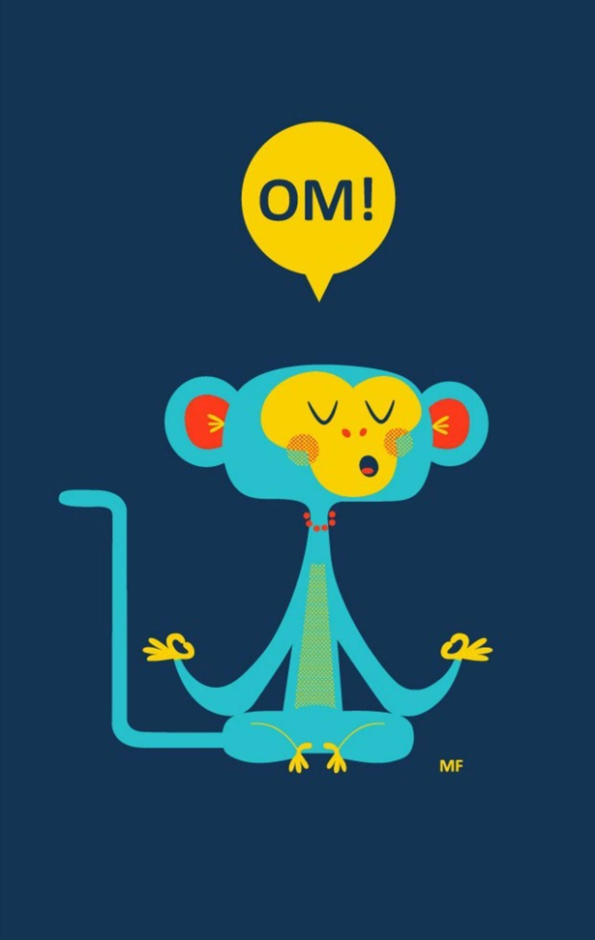 Cute Monkey In Meditation Graphic Background