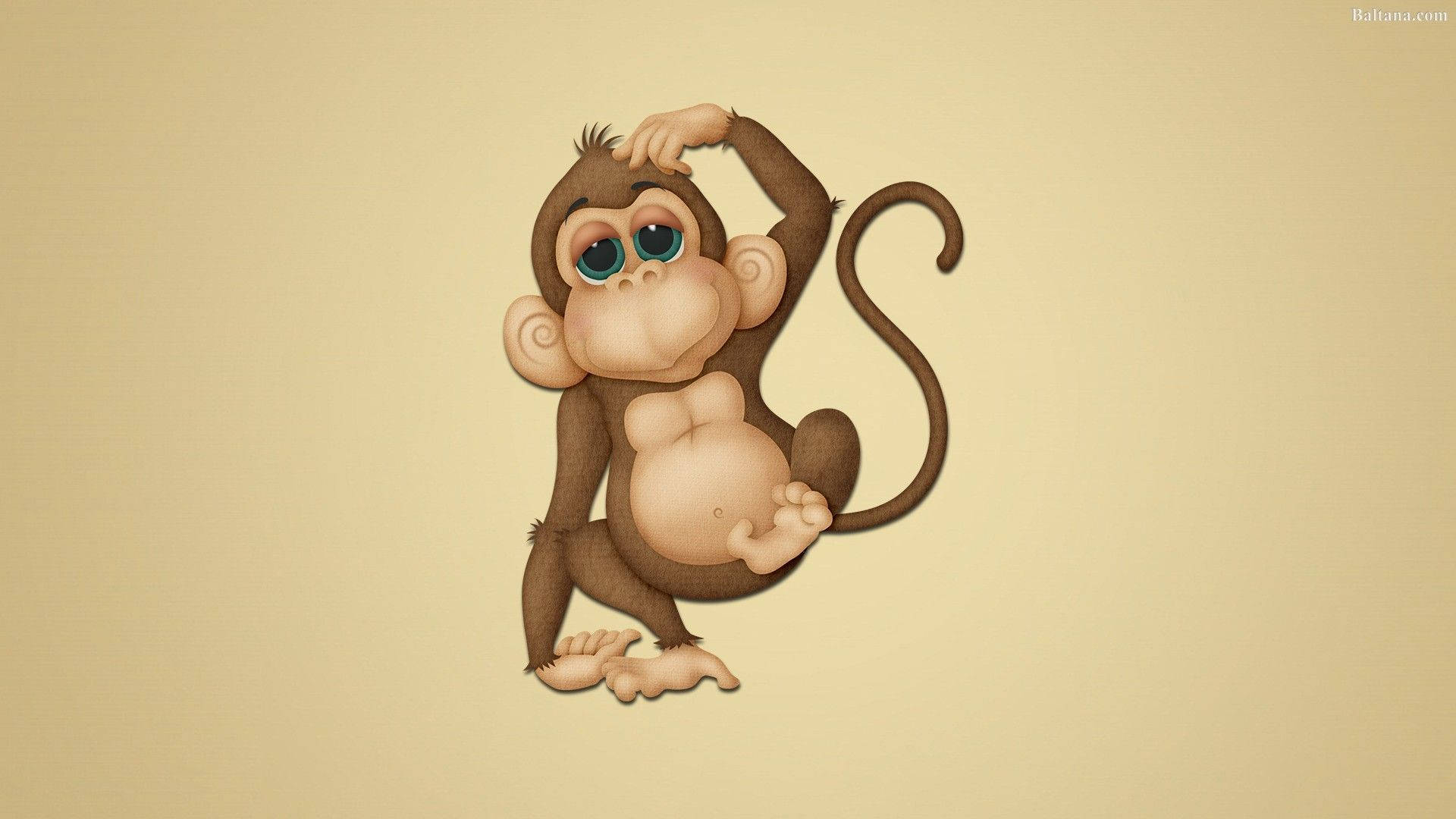 Cute Monkey Scratching Head Background