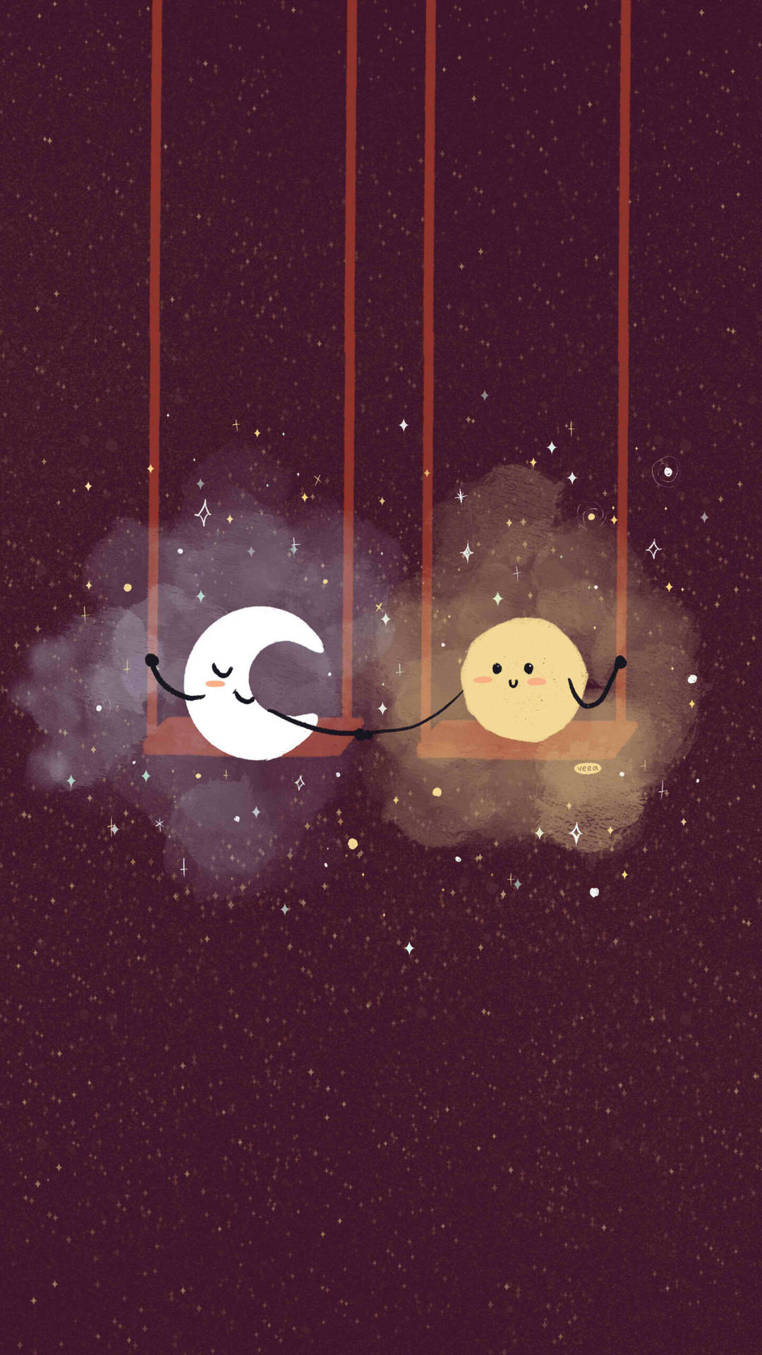 Cute Moon And Planet Aesthetic Phone Background