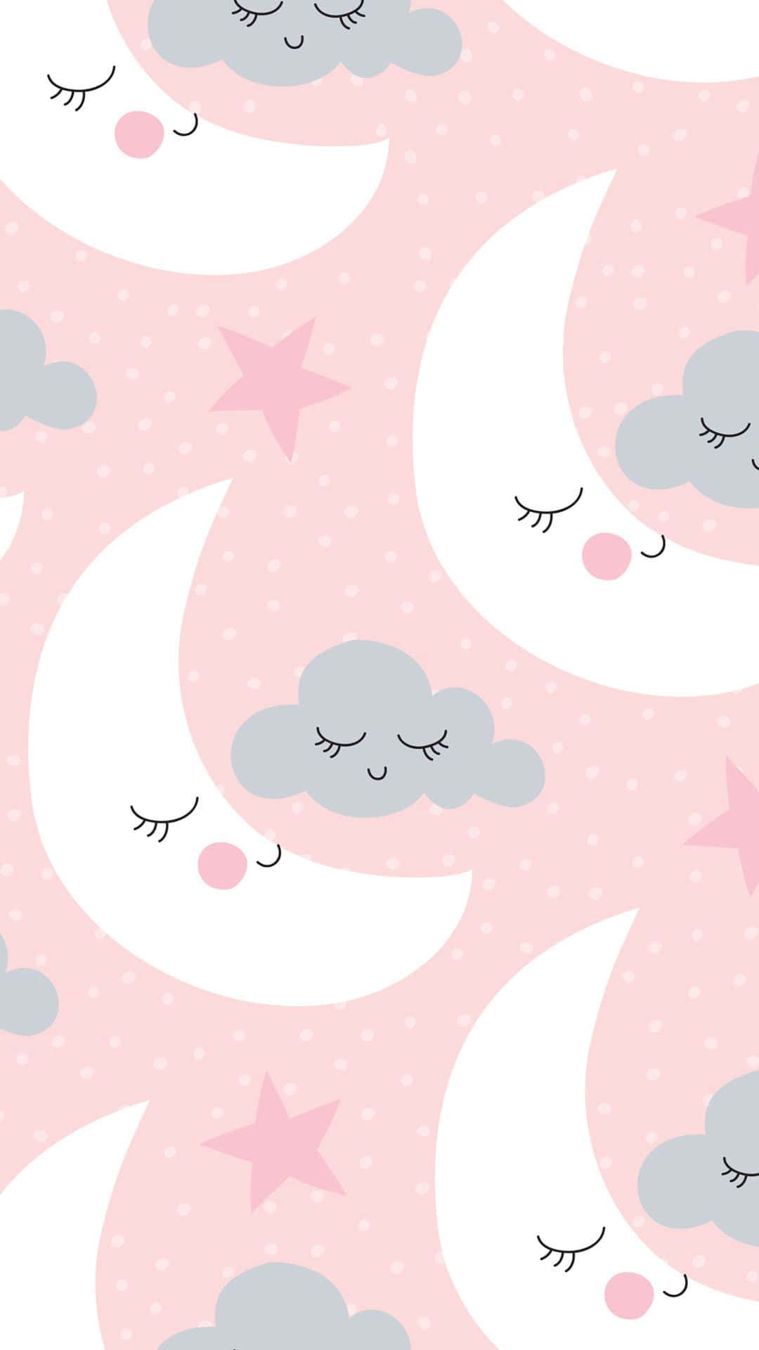 Cute Moon And Stars Pattern Background