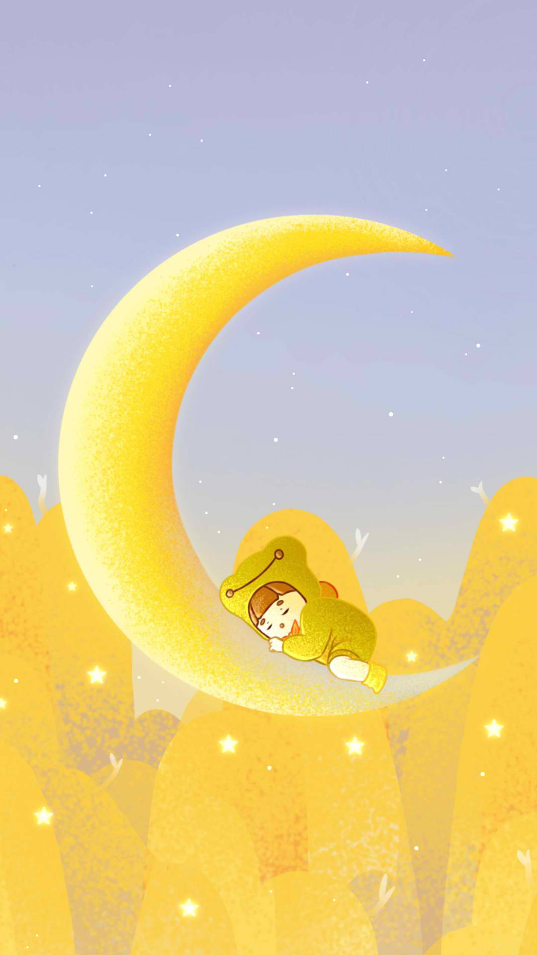 Cute Moon Girl Aesthetic Phone Background
