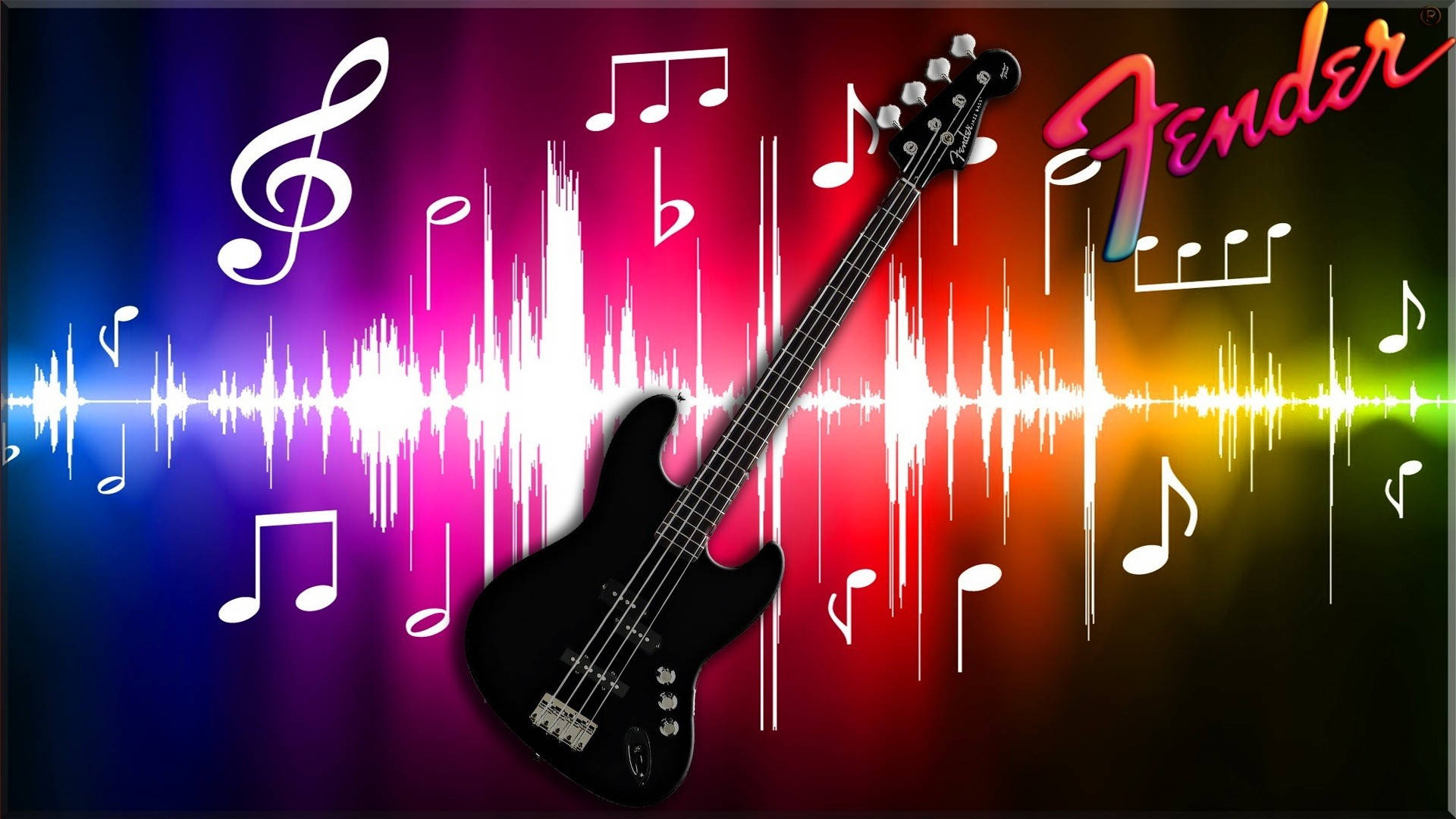 Cute Music Fender Bass Illustration Background