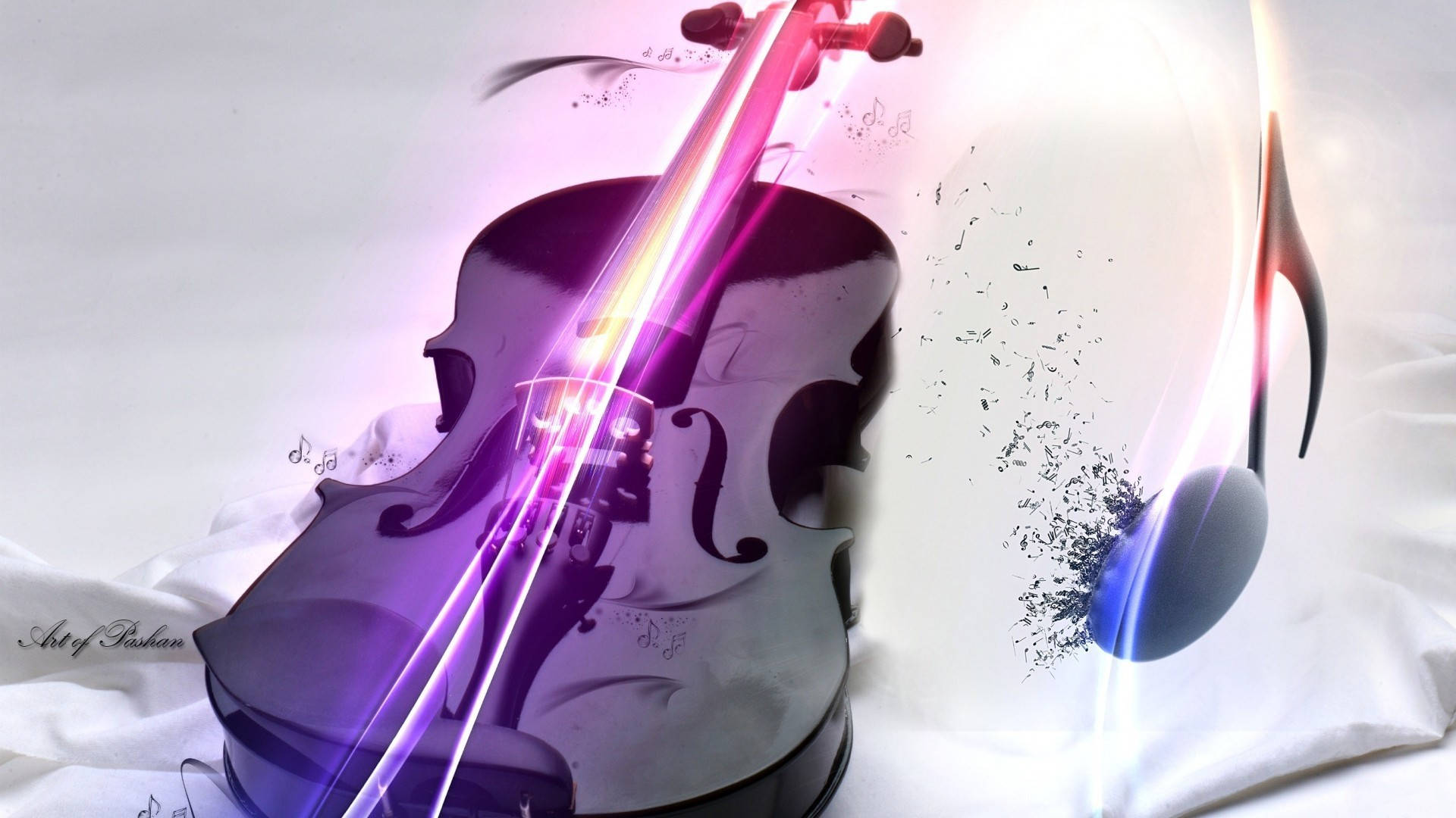Cute Music Instrument Violin And Note Background