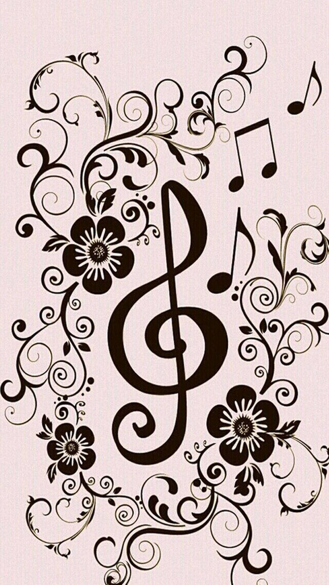 Cute Music Notes Floral Aesthetic