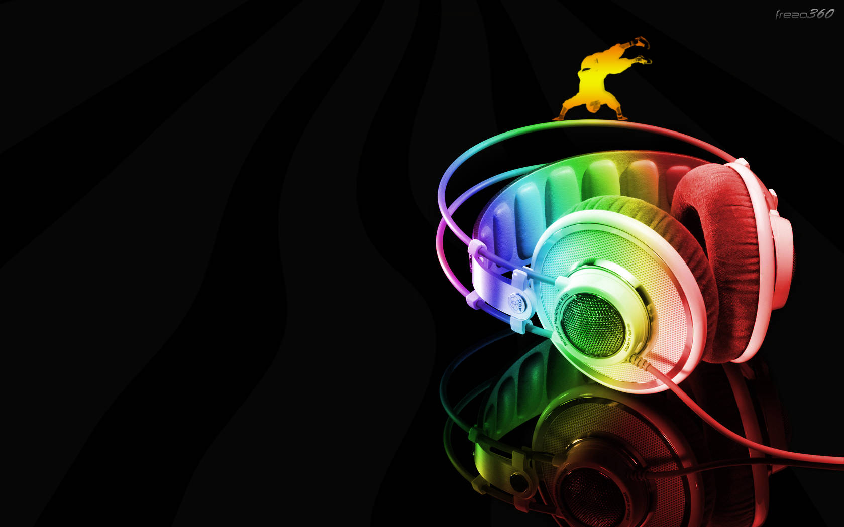 Cute Music Rainbow Neon Headphones Background