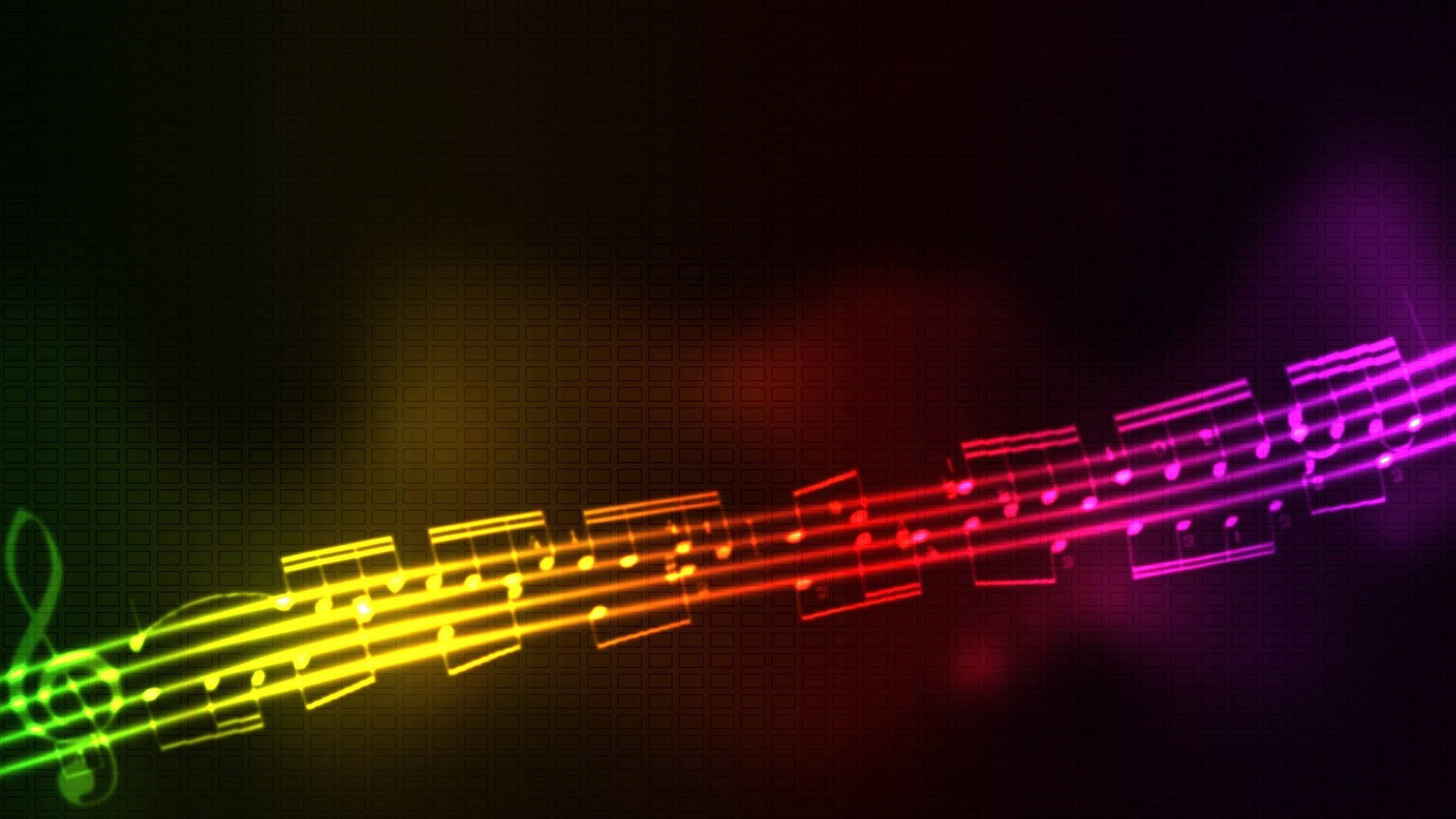 Cute Music Rainbow Staff And Notes Background