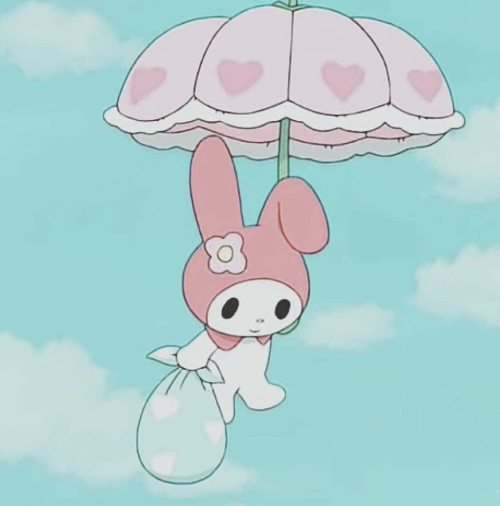 Cute My Melody Floating With Umbrella