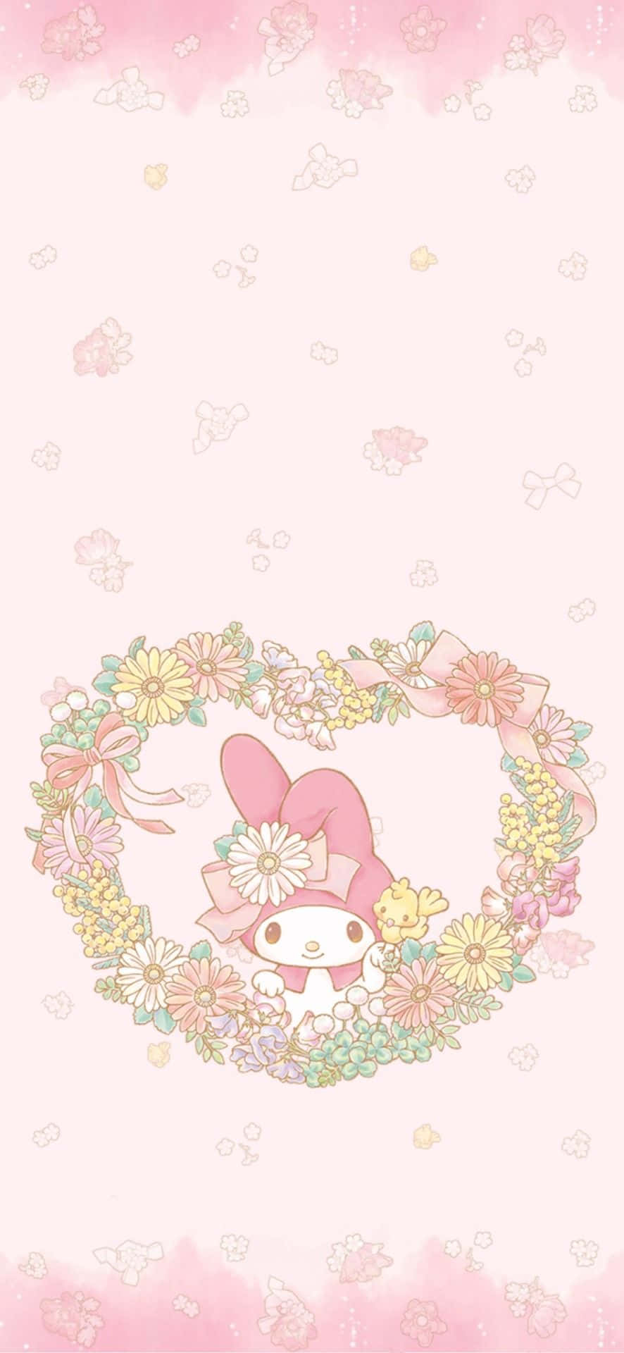 Cute My Melody In Floral Heart Frame