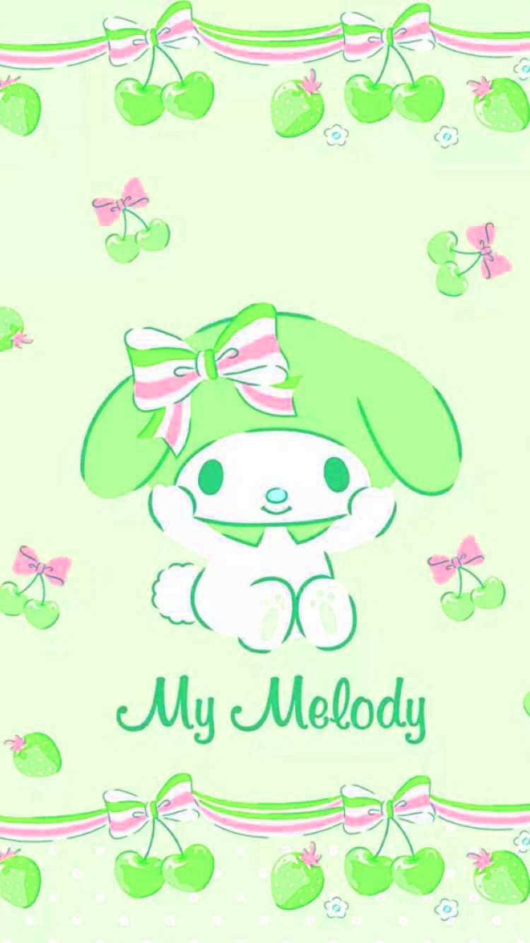 Cute My Melody In Green Monochrome