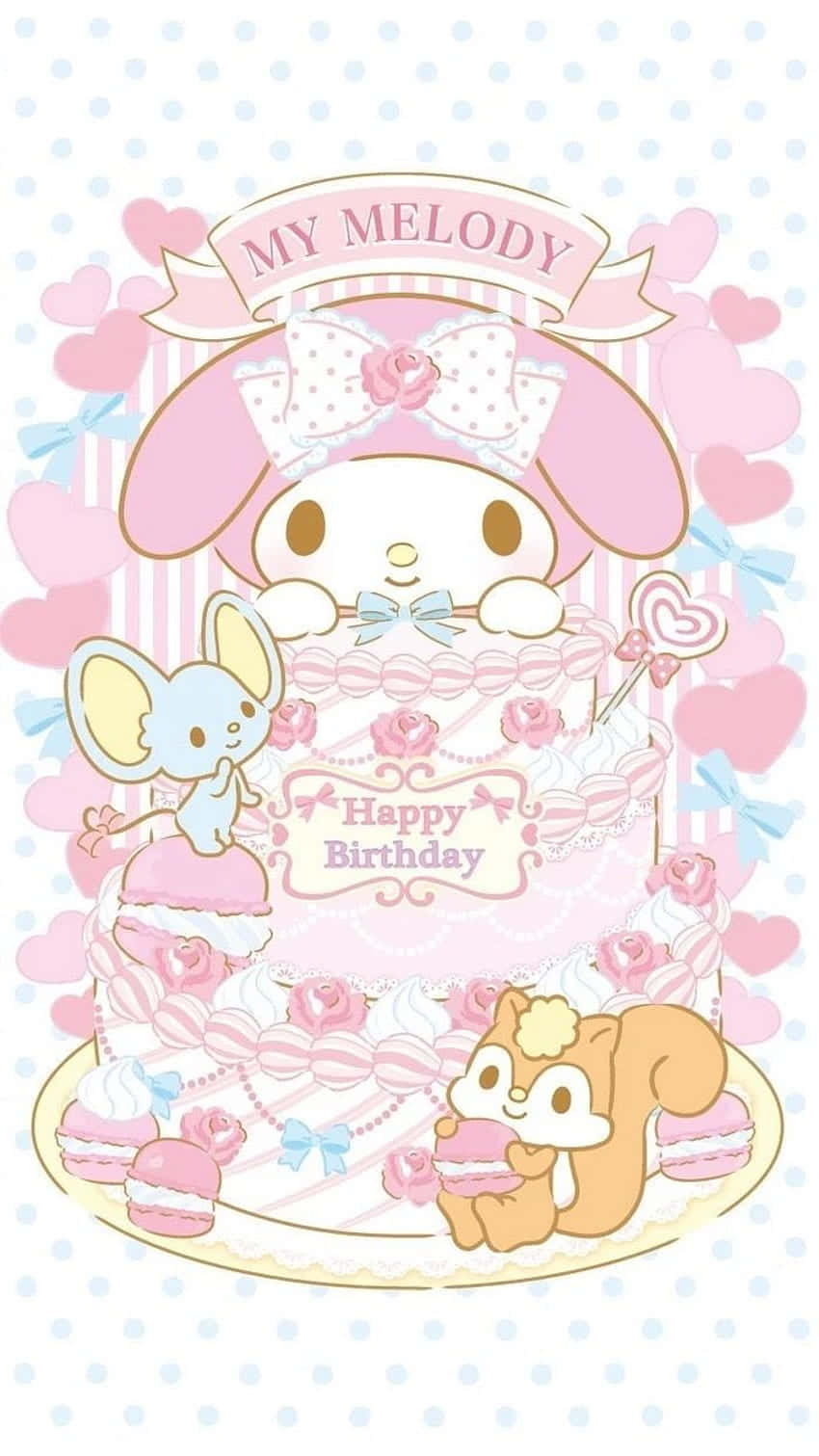 Cute My Melody Strawberry Birthday Cake