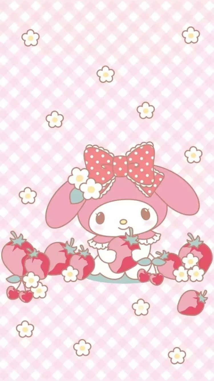 Cute My Melody With Strawberries And Flowers
