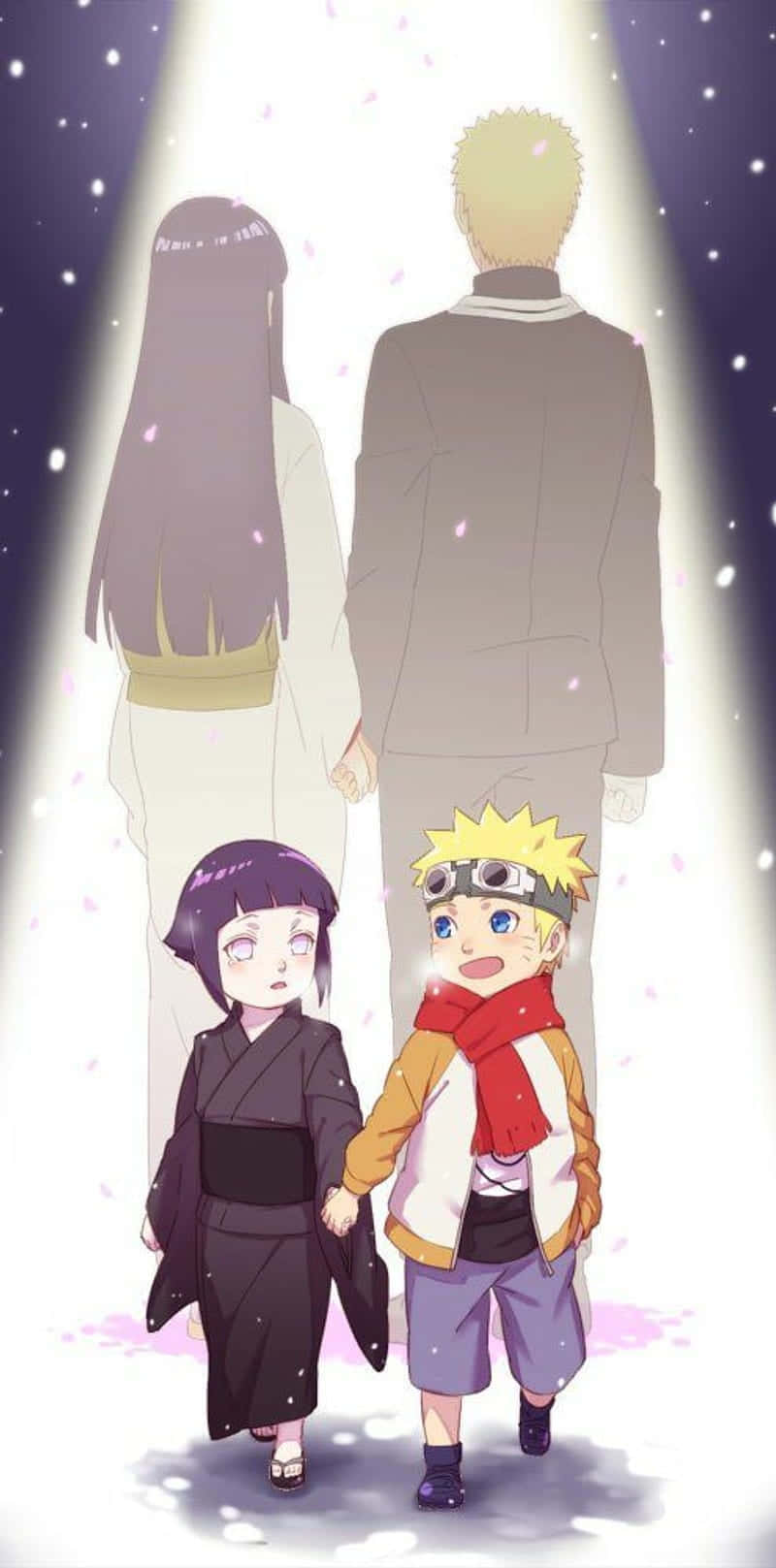 Cute Naruto And Hinata Baby And Adult Version Background
