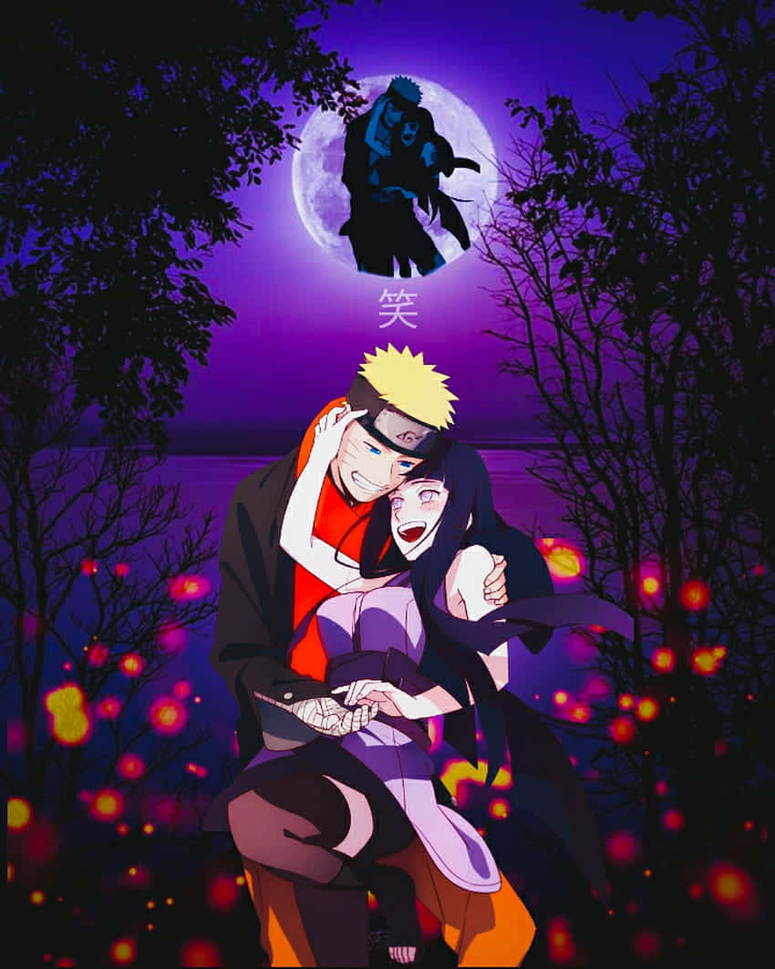 Cute Naruto And Hinata Dancing In The Moonlight Background