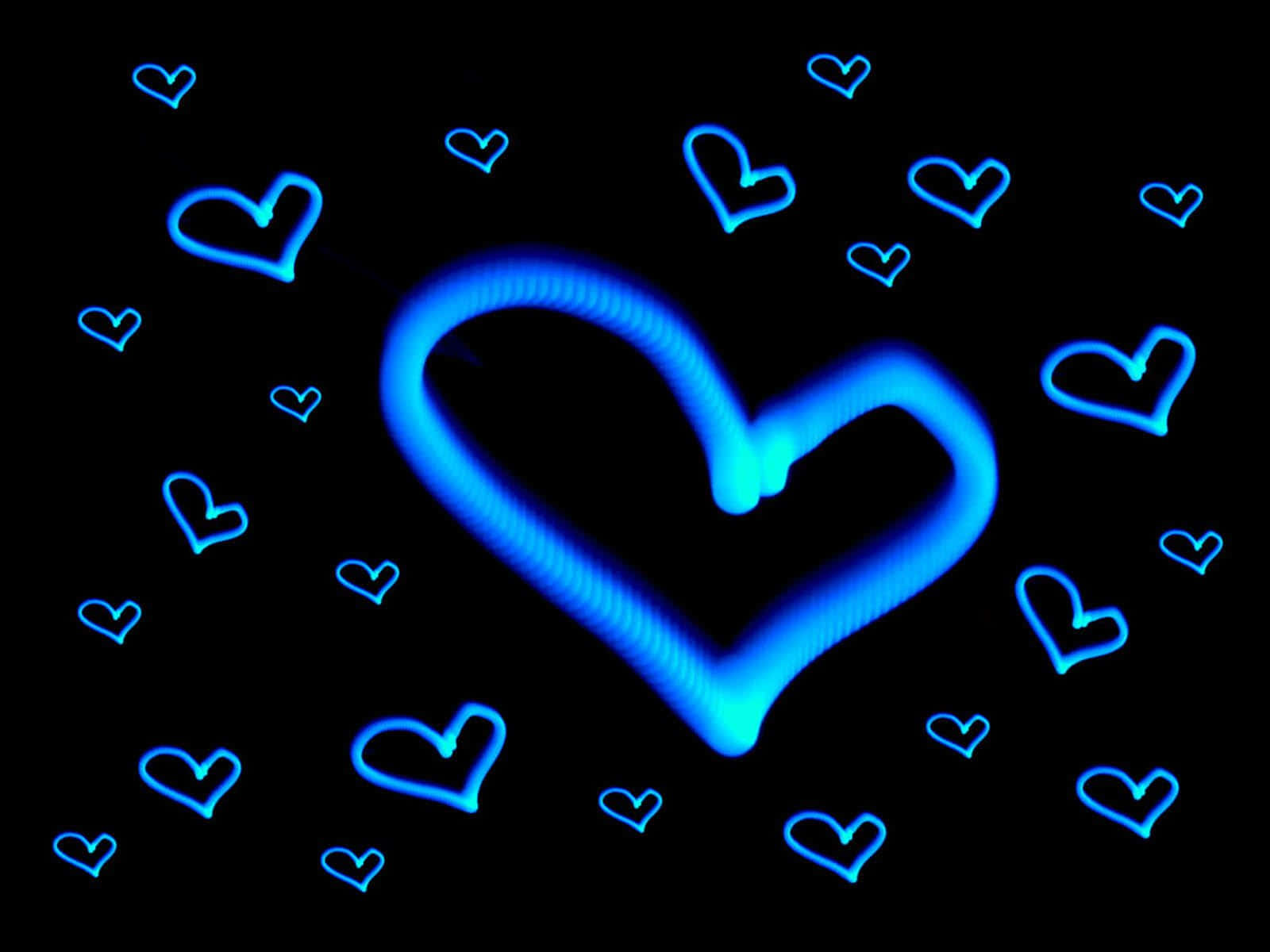 Cute Neon Blue Hearts Background