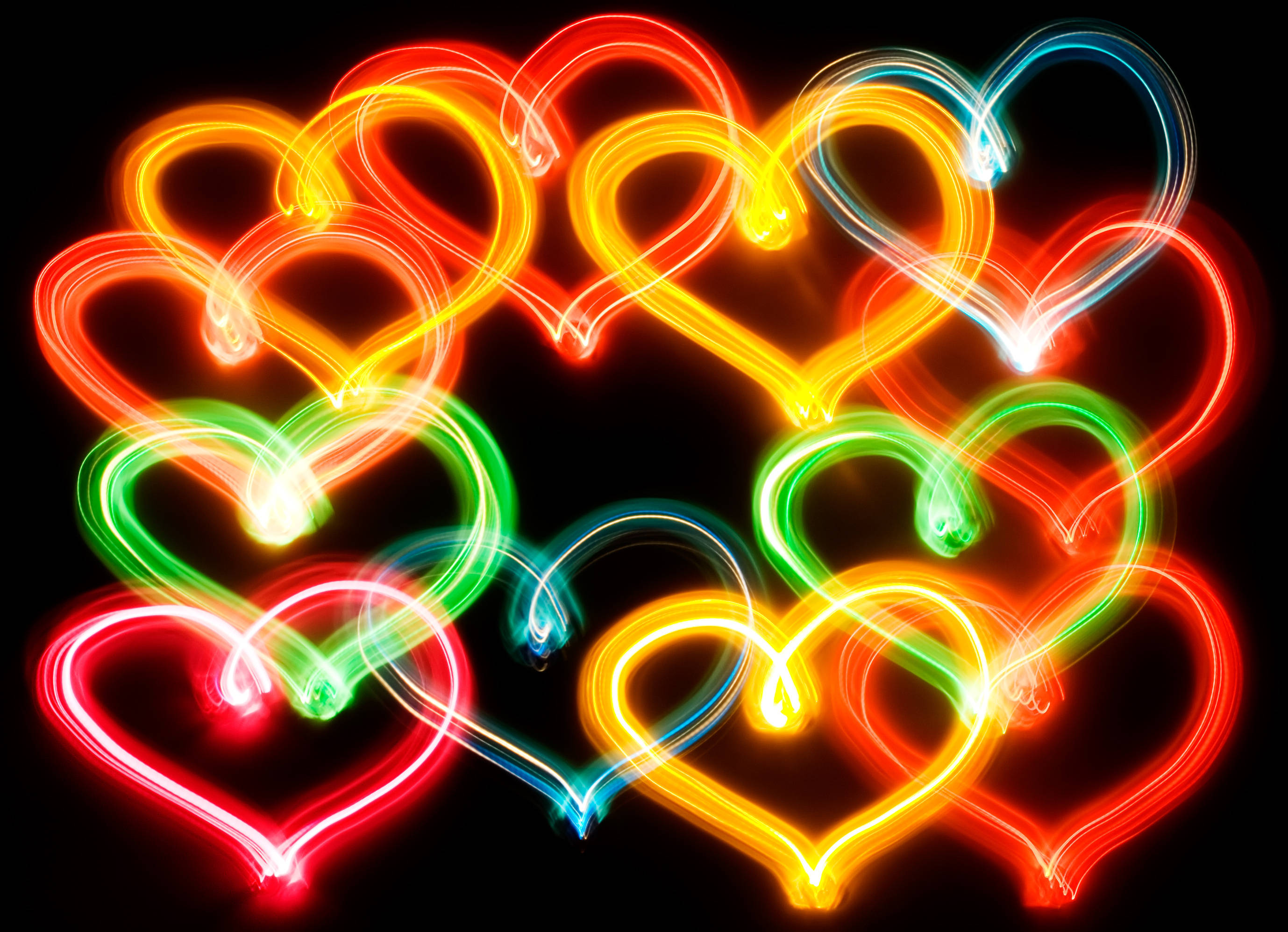 Cute Neon Love Heart Lights Background