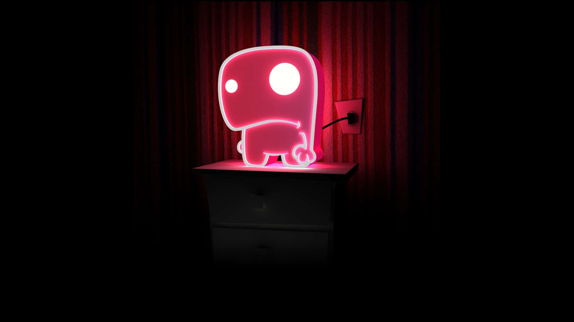 Cute Neon Pink Dinosaur Lamp Background