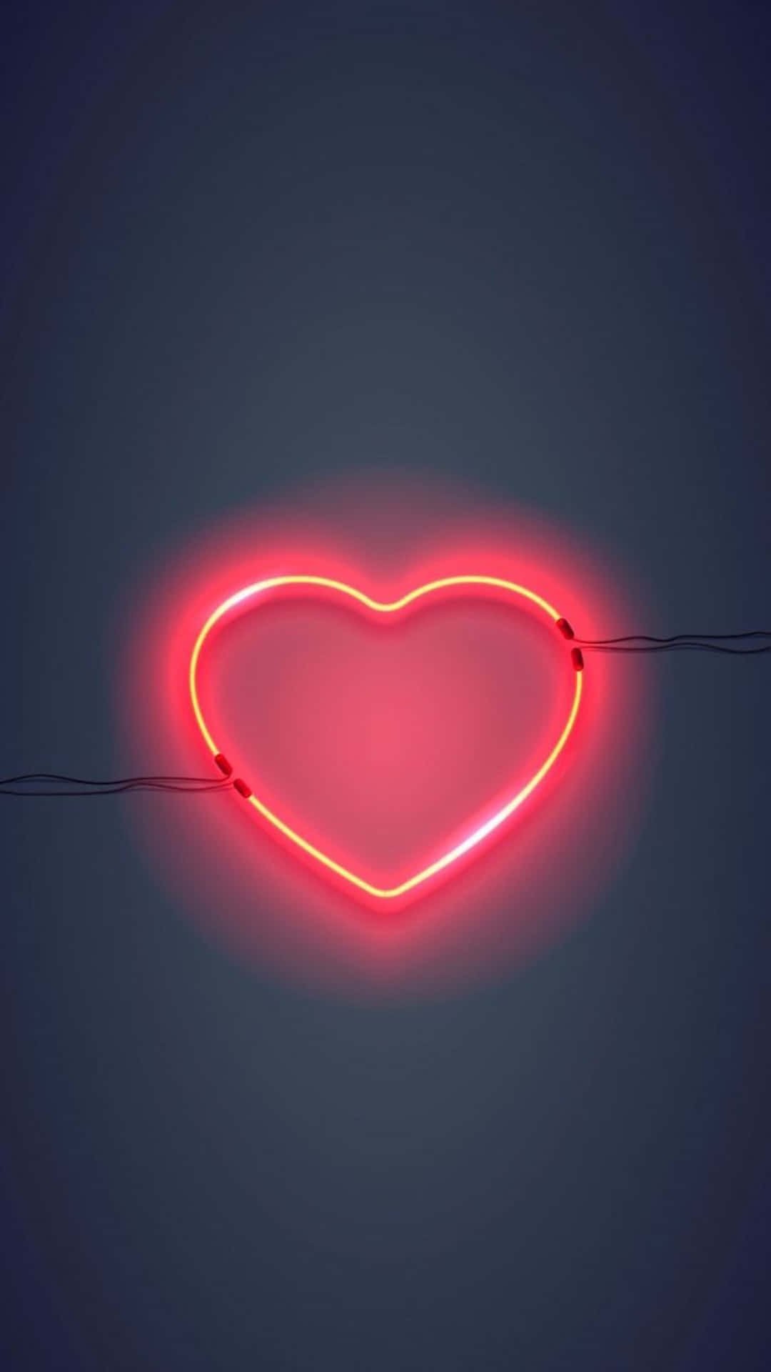 Cute Neon Pink Heart With Strings Background