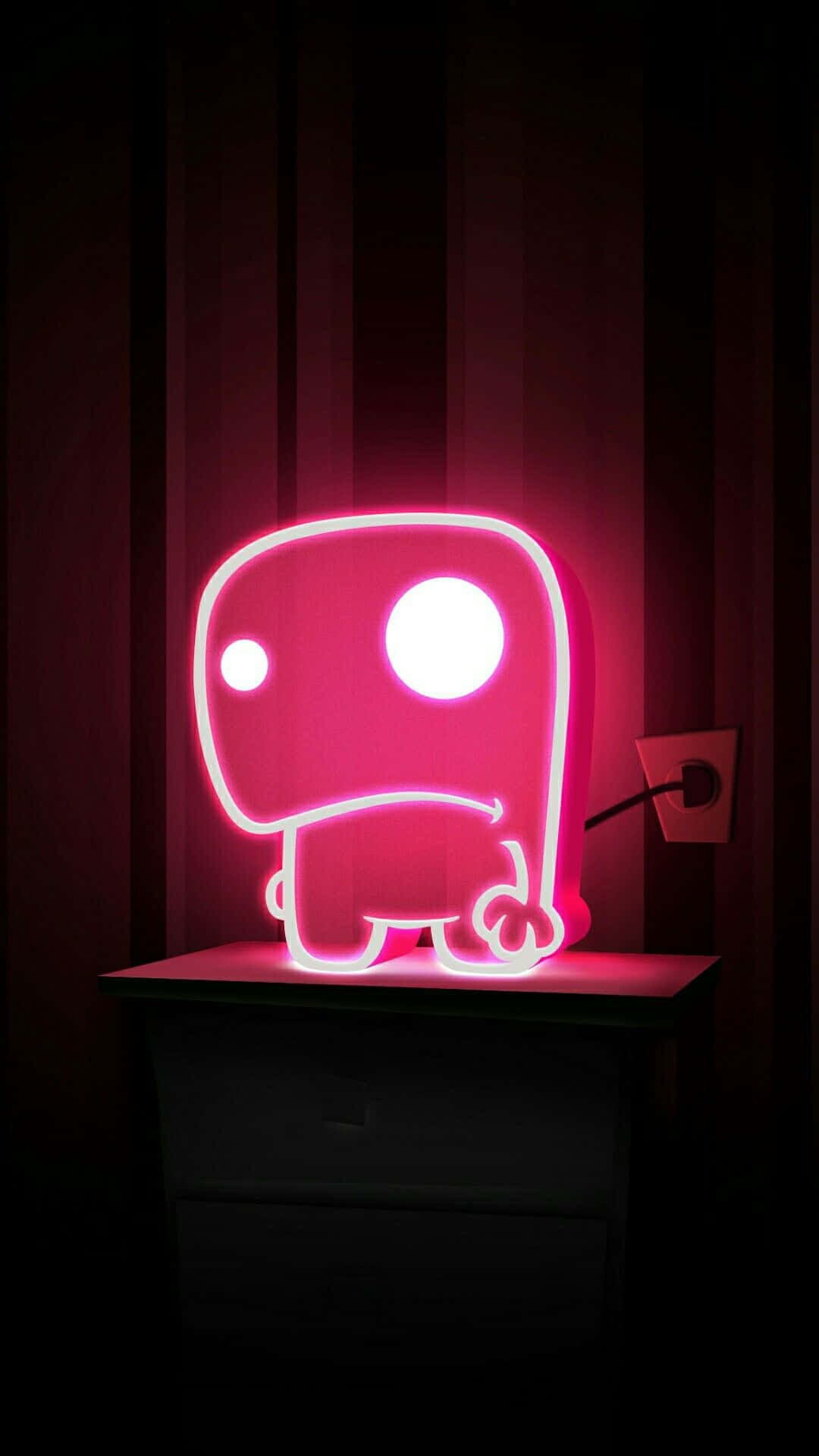 Cute Neon Pink Monster Lamp Background