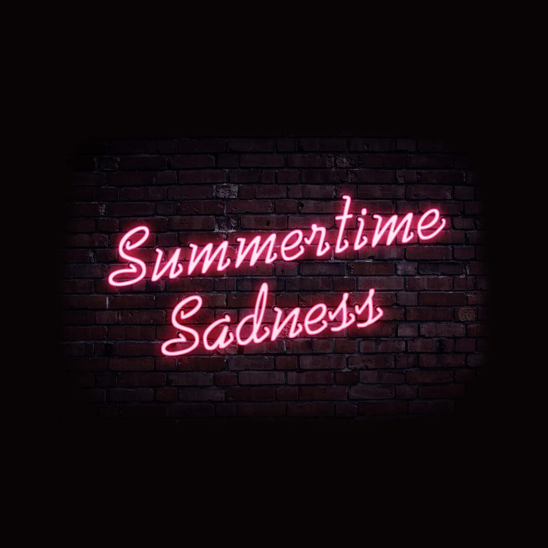 Cute Neon Pink Summertime Sadness Sign Background