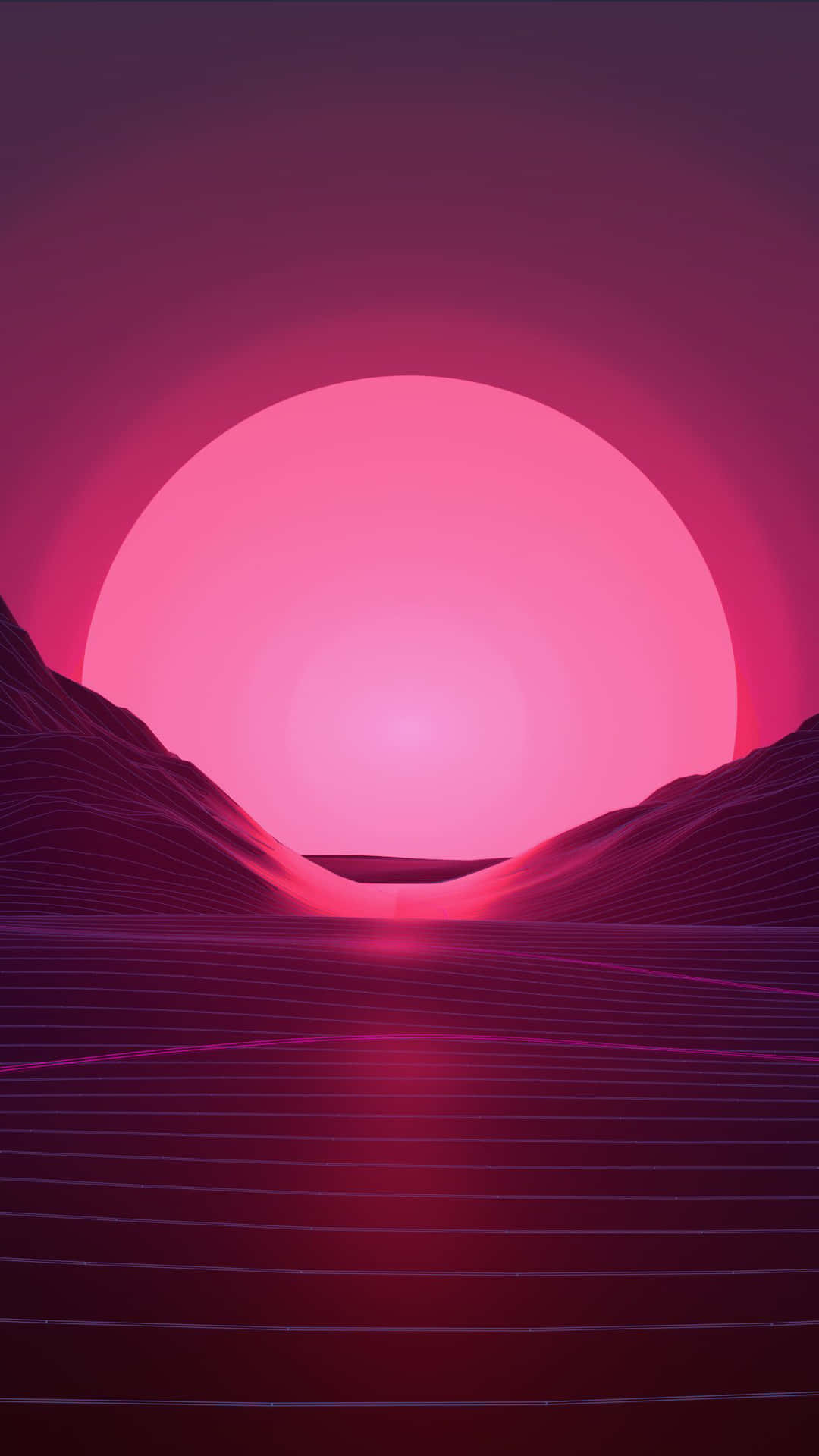 Cute Neon Pink Valley Sunset Background