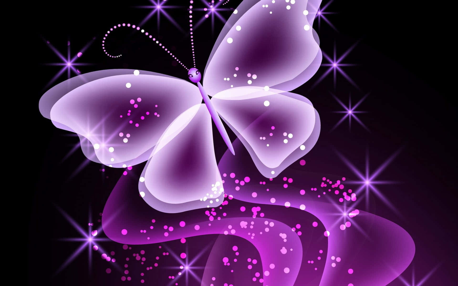 Cute Neon Sparkly Purple Butterfly Background
