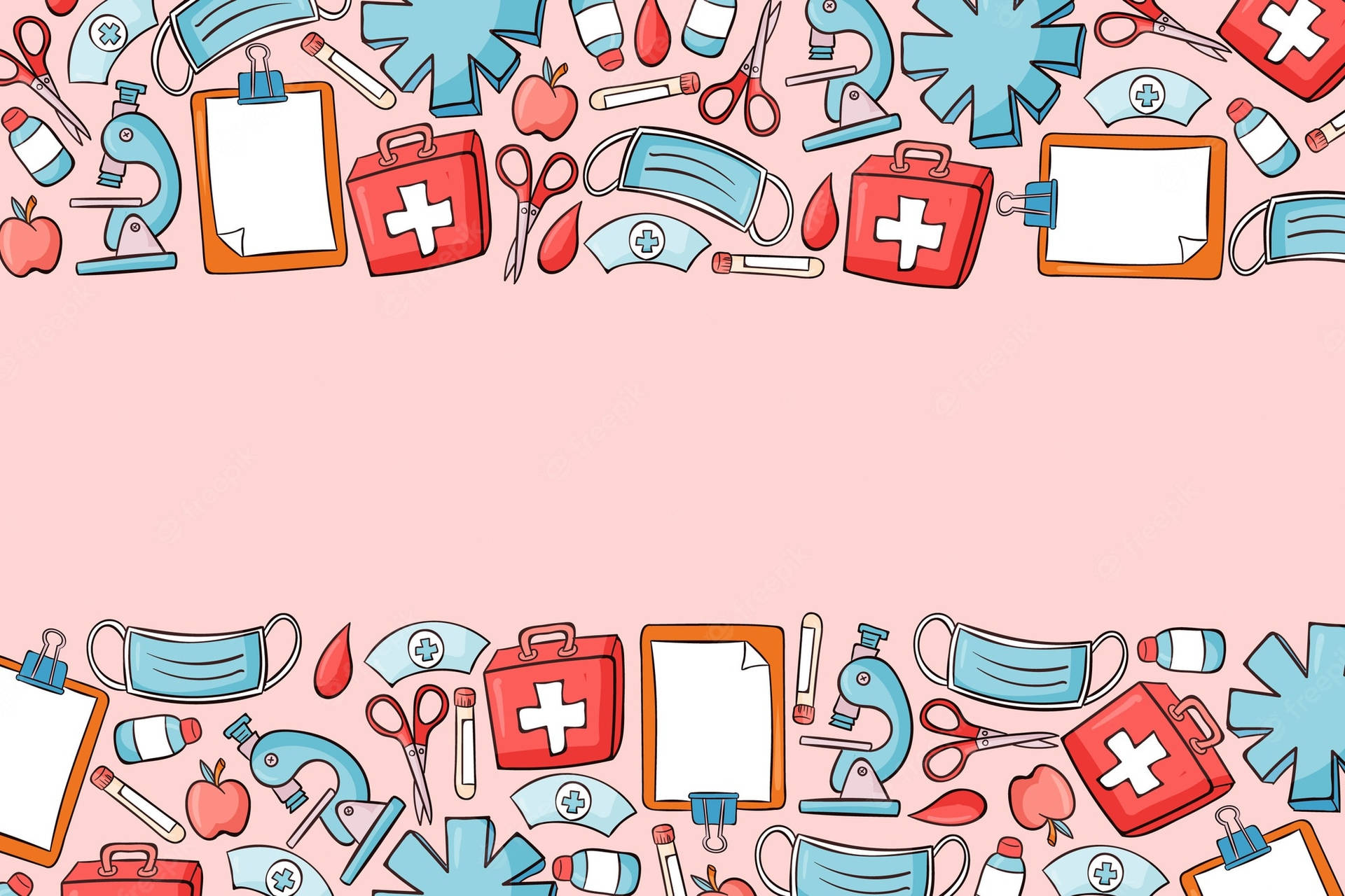 Cute Nurse Medical Pattern Border