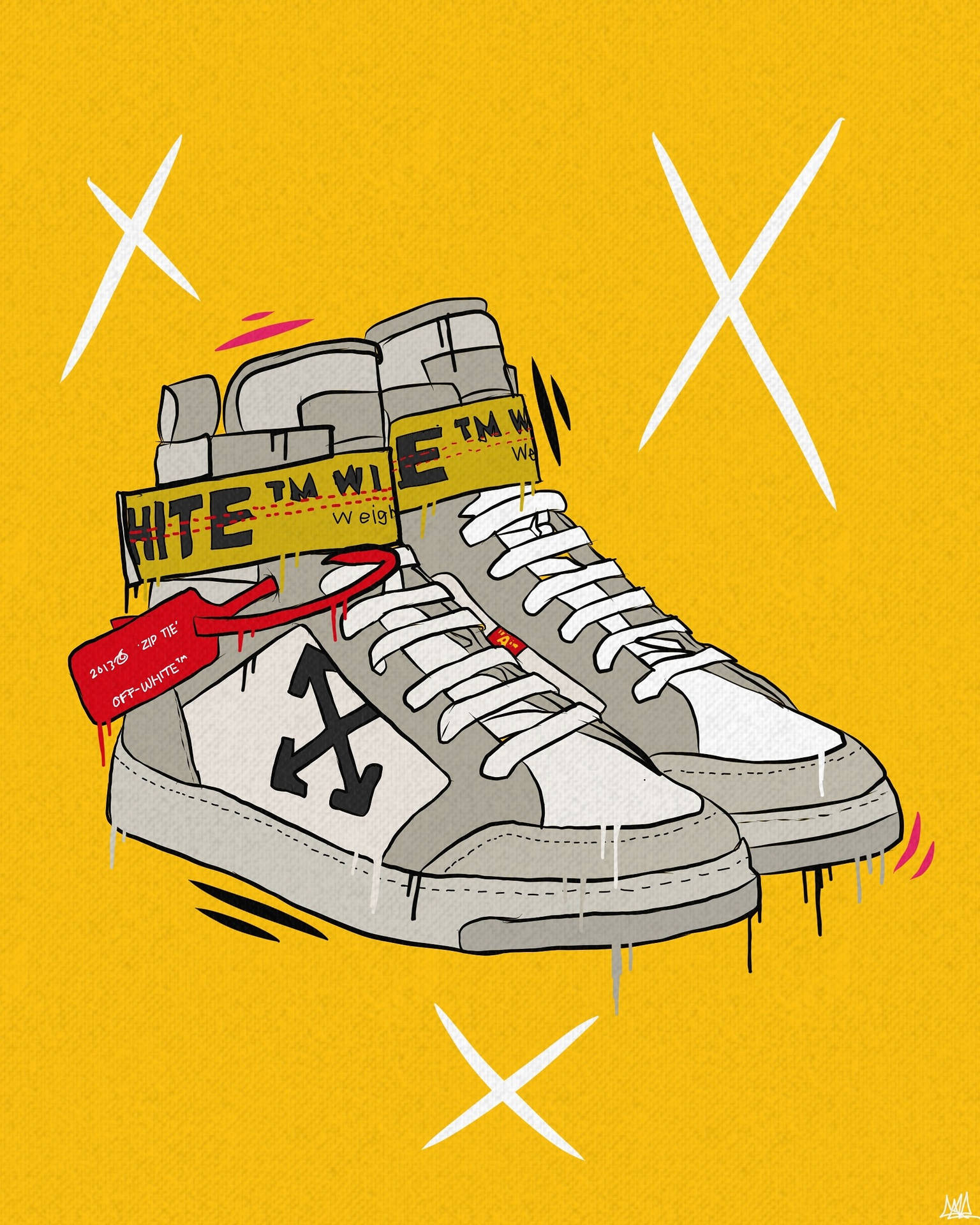 Cute Off White Logo Shoes Background