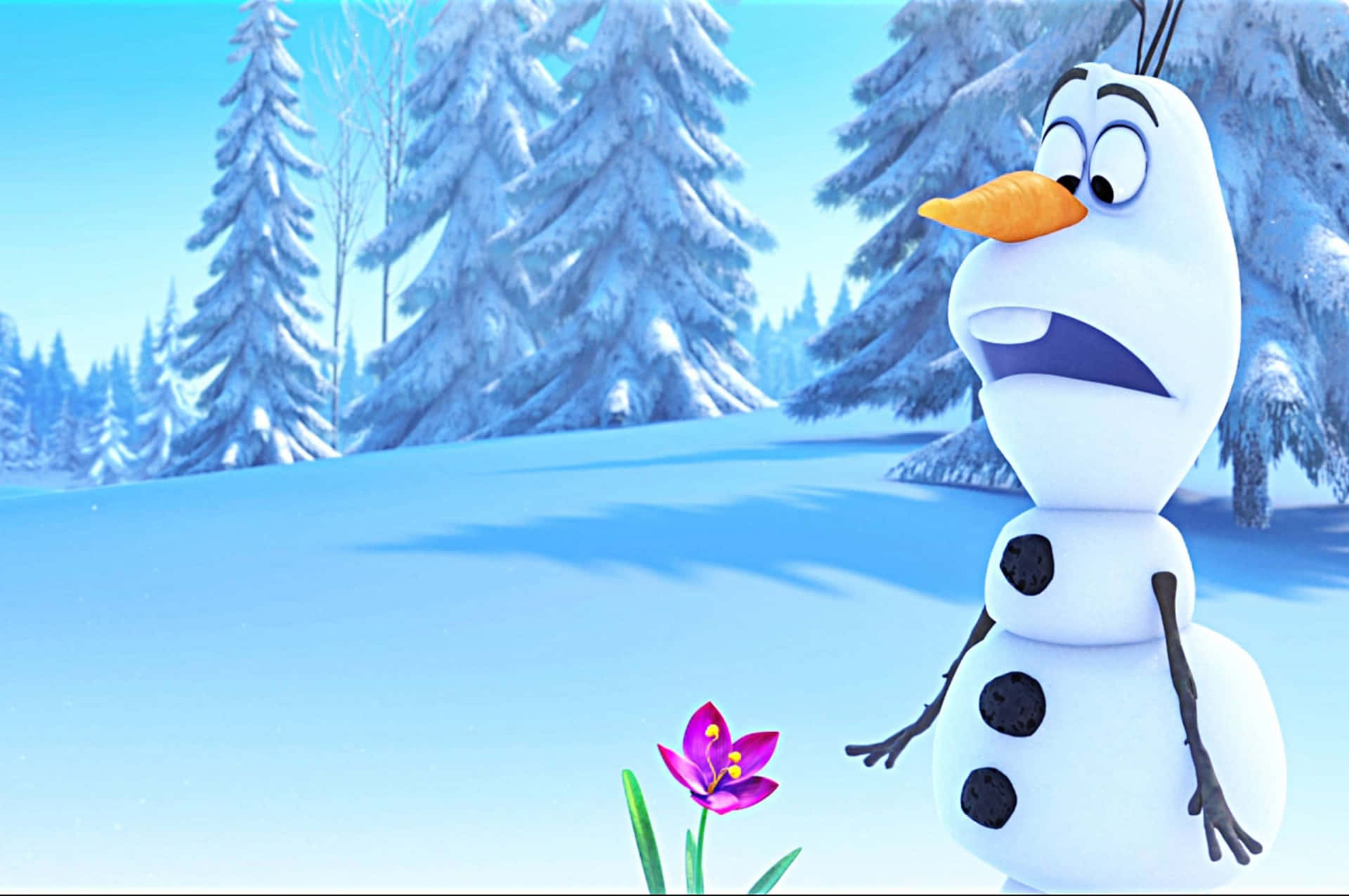 Cute Olaf The Snowman Enjoying A Beautiful Day Background