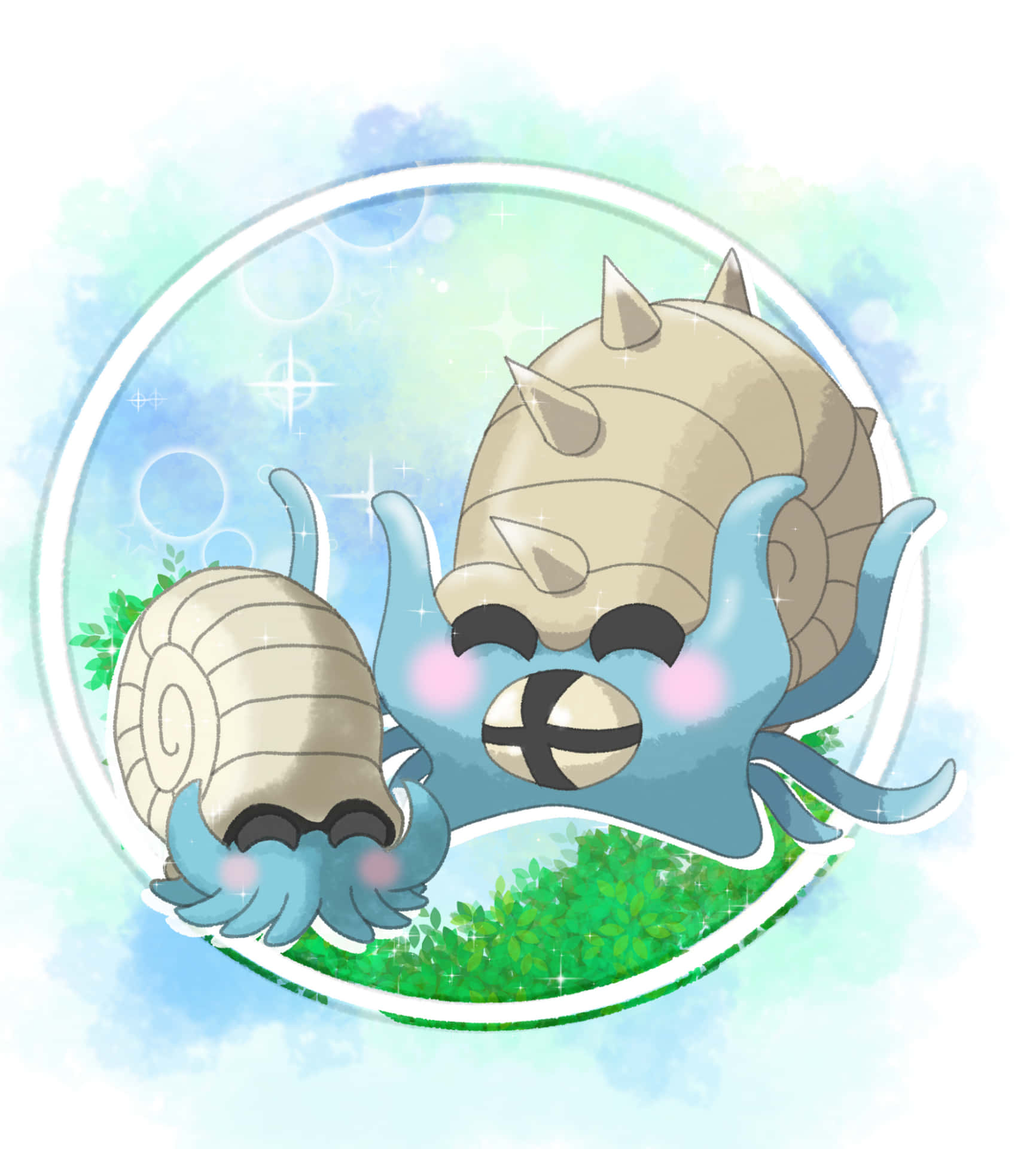 Cute Omanyte And Omastar Background