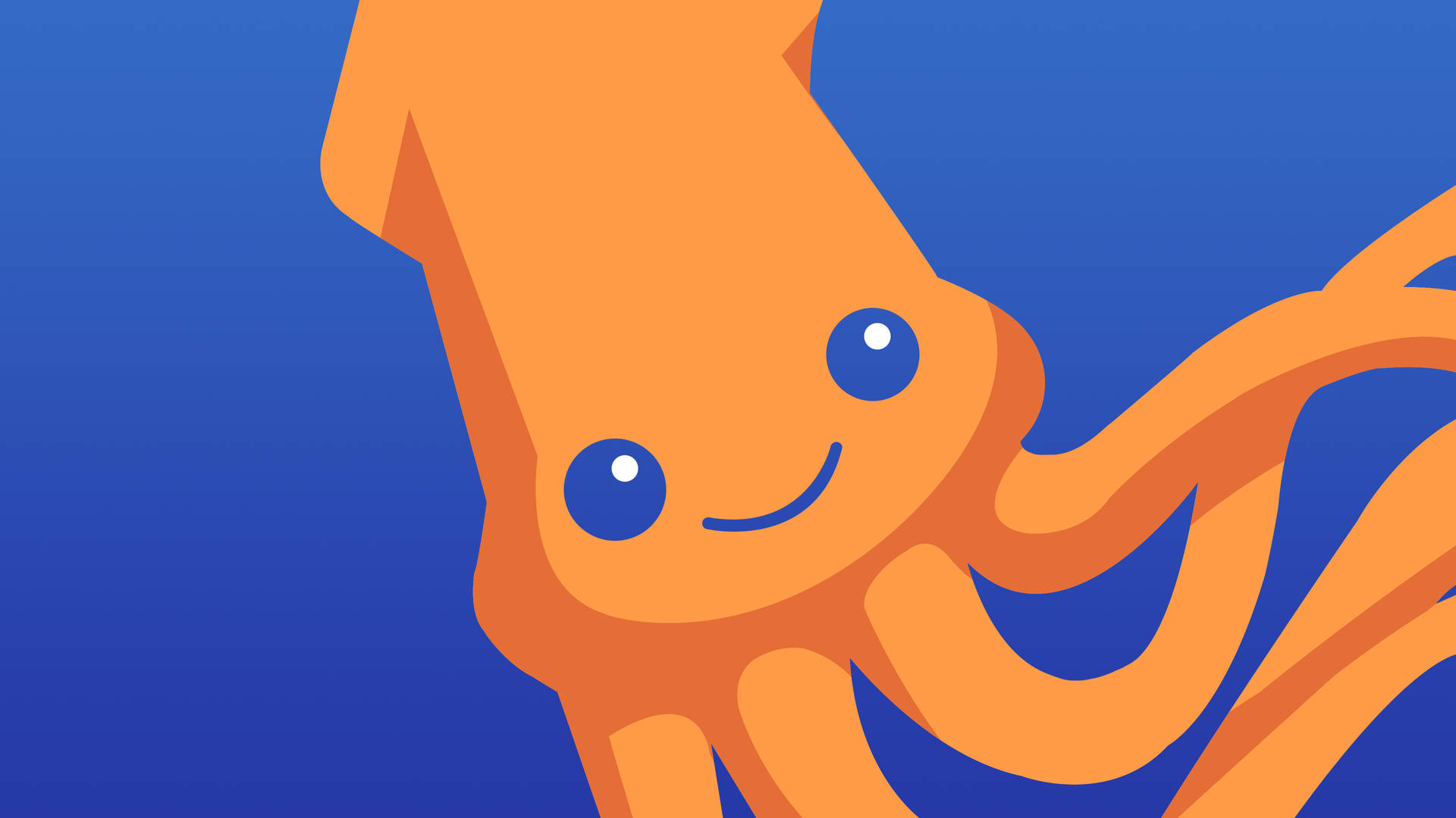 Cute Orange Calamari Vector Art Background