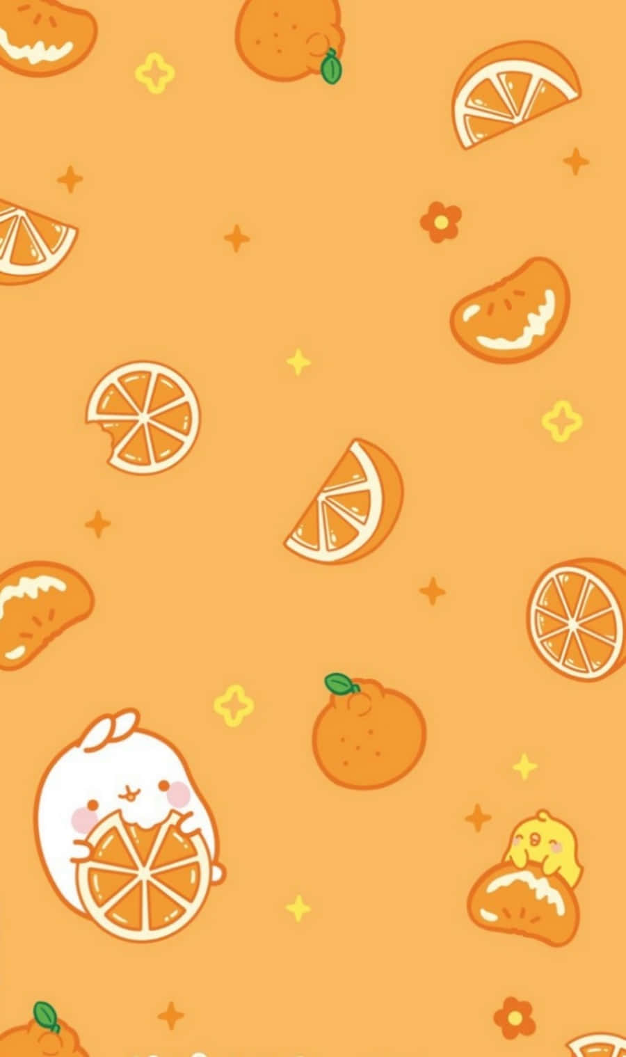 Cute Orange Fruits And Slices Background