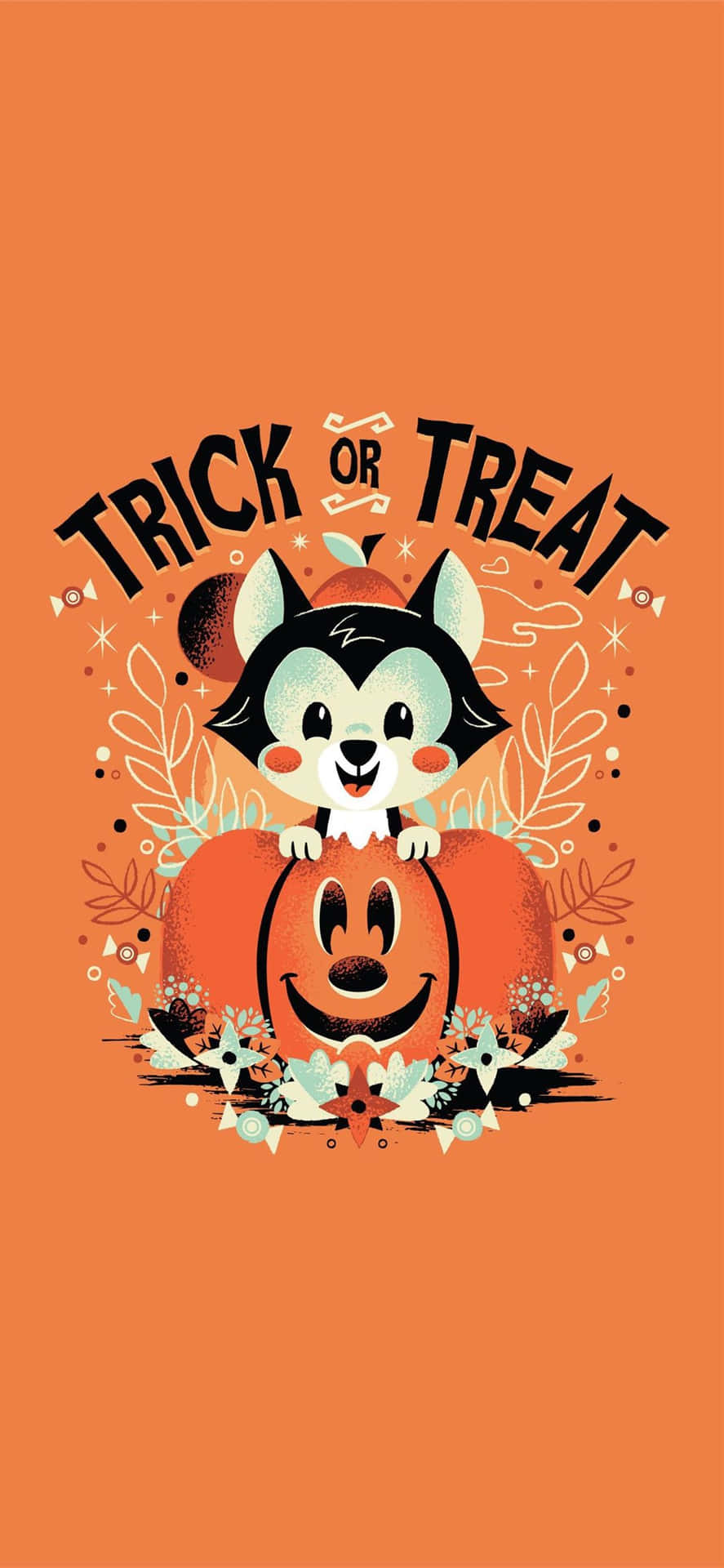 Cute Orange Halloween Trick Or Treat Background