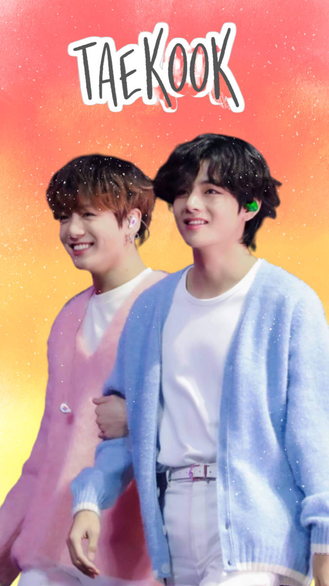 Cute Orange Taekook Bts Background