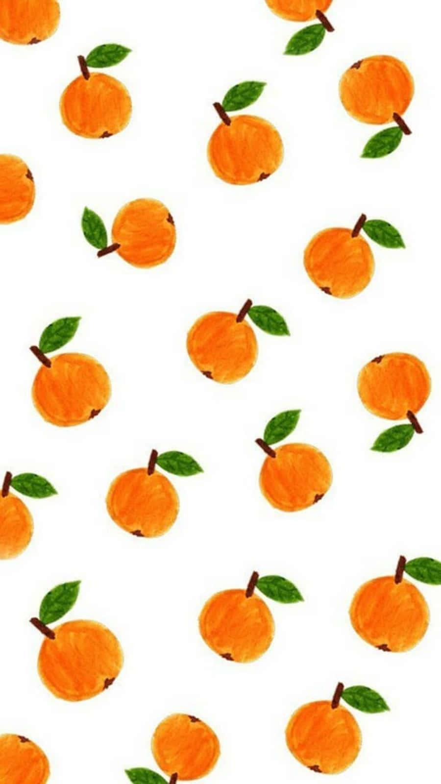 Cute Orange With Stems And A Leaf Background