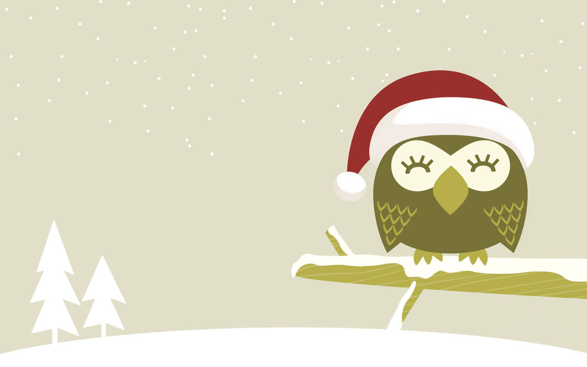 Cute Owl Christmas Hat Background