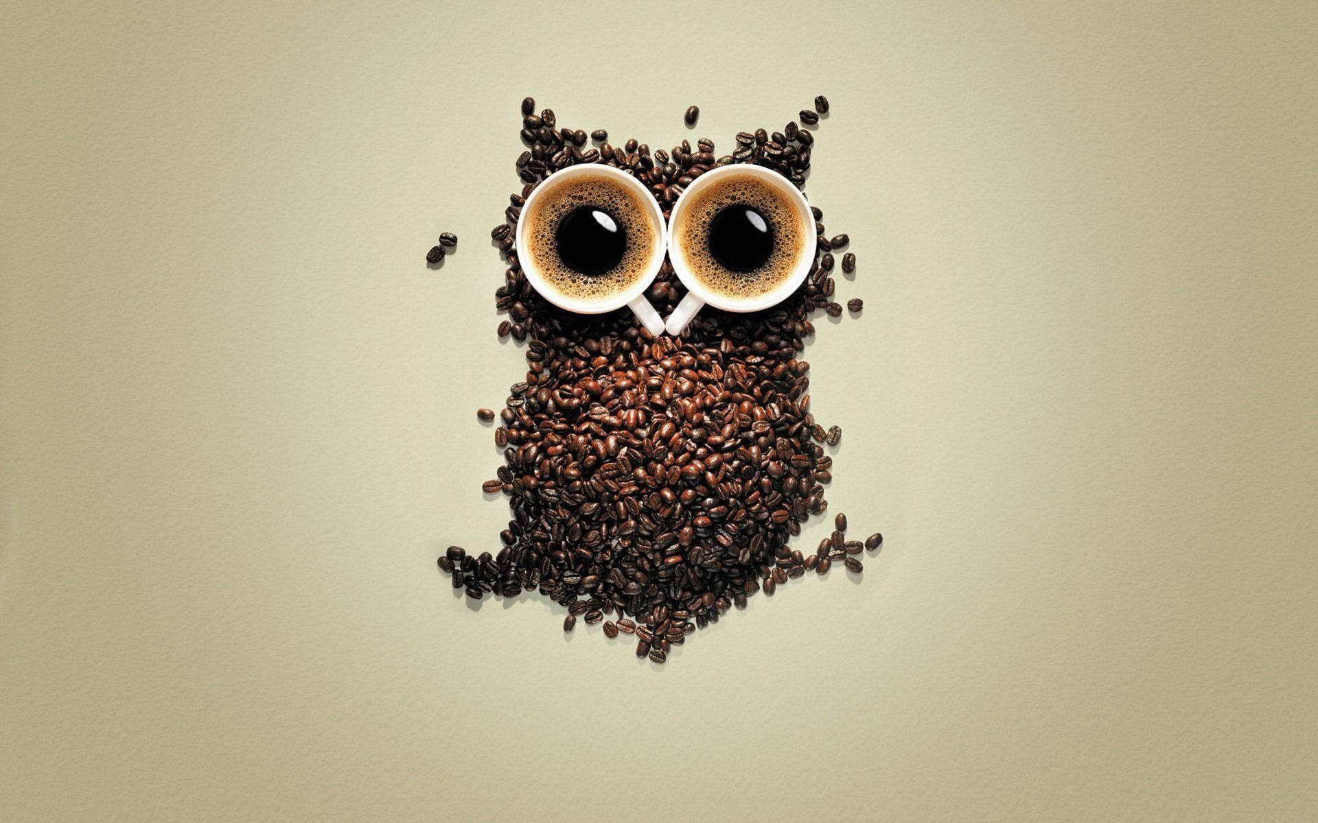 Cute Owl Coffee Art Background