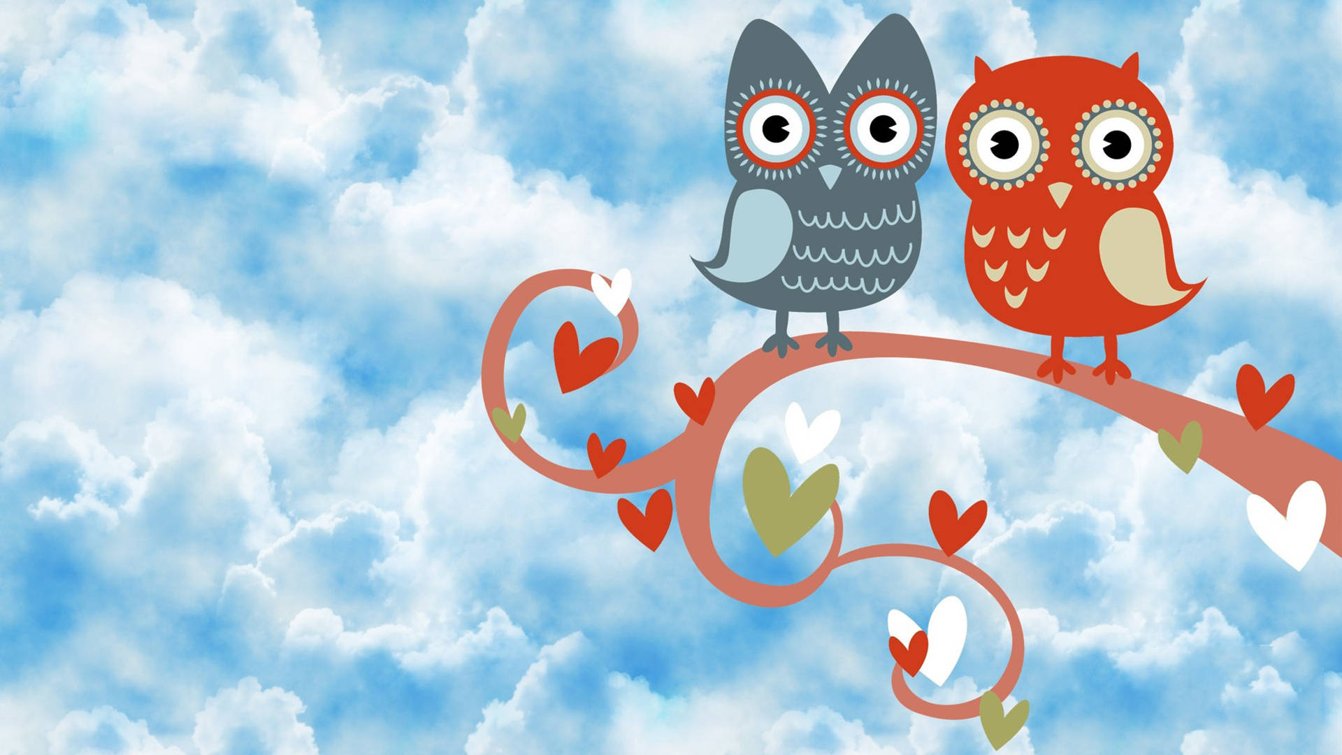 Cute Owl Couple Background