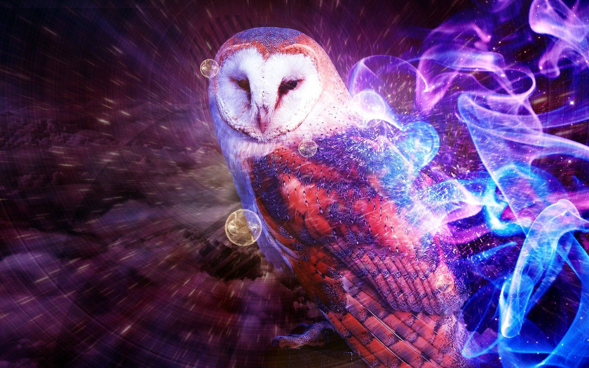 Cute Owl Galaxy Art Background